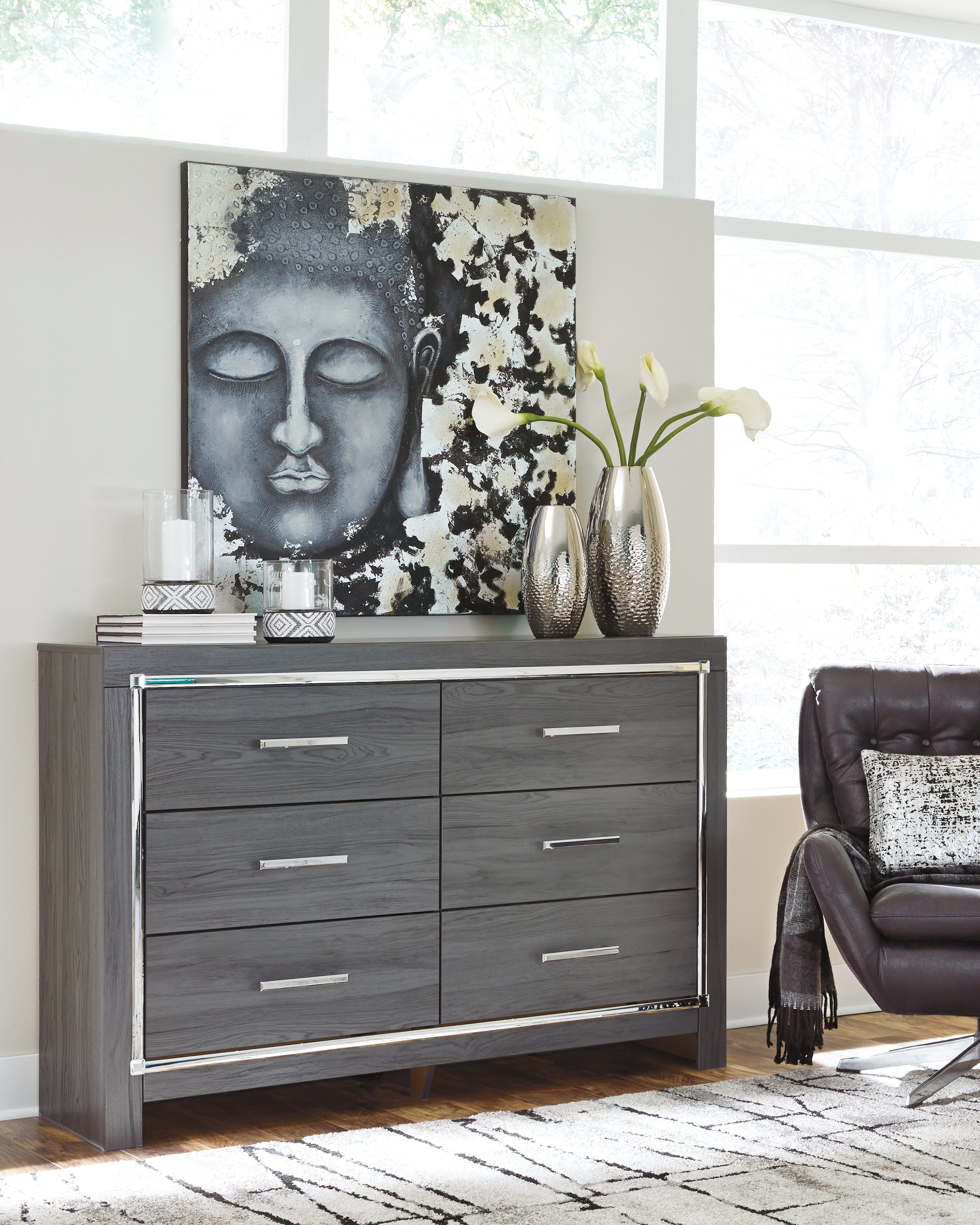 3 Brothers Decor - Ashley Furniture - Lodanna Bedroom - Six Drawer Dresser / Gray - B214-31