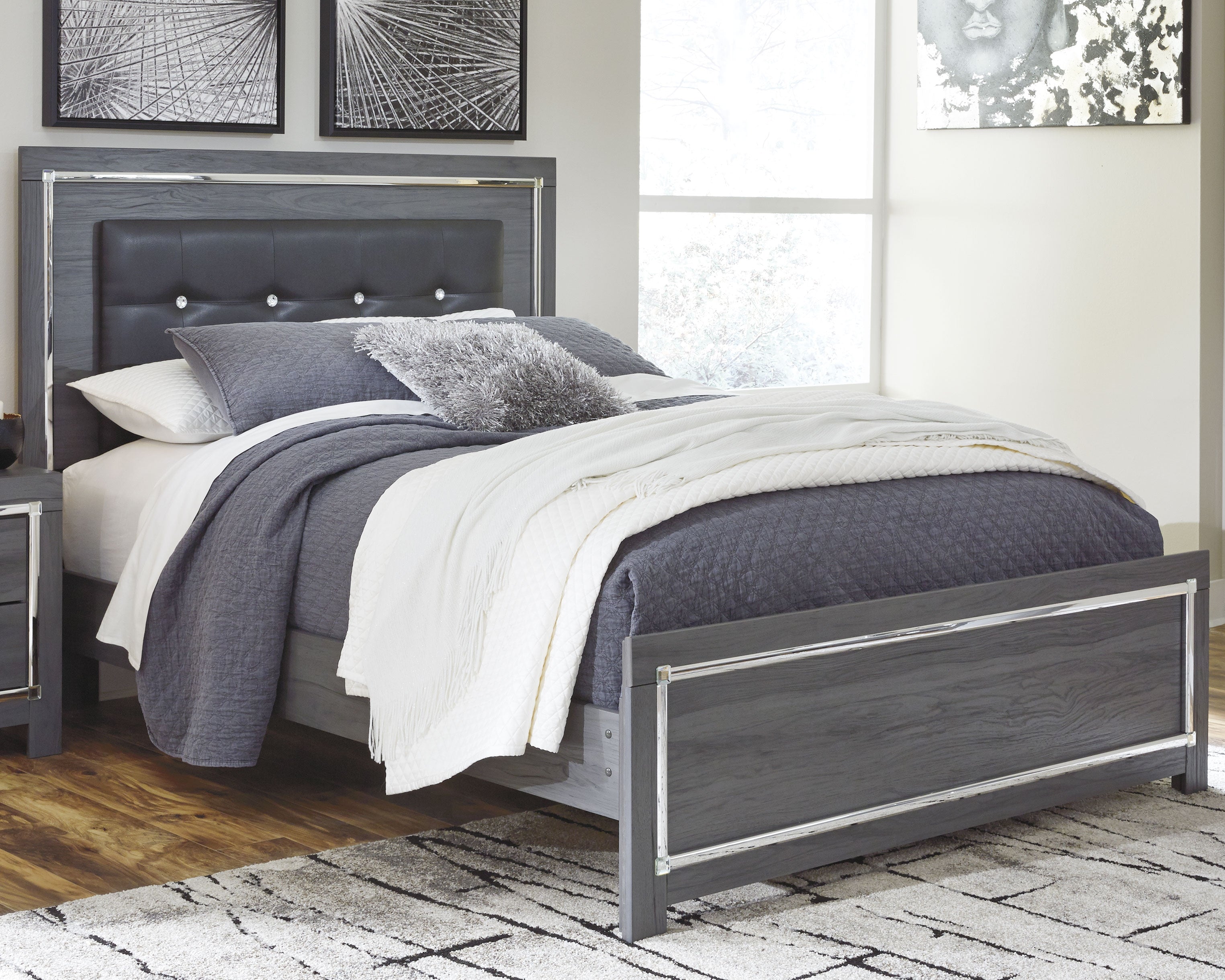 3 Brothers Decor - Ashley Furniture - Lodanna Bedroom - Queen Panel Bed / Gray - B214B2