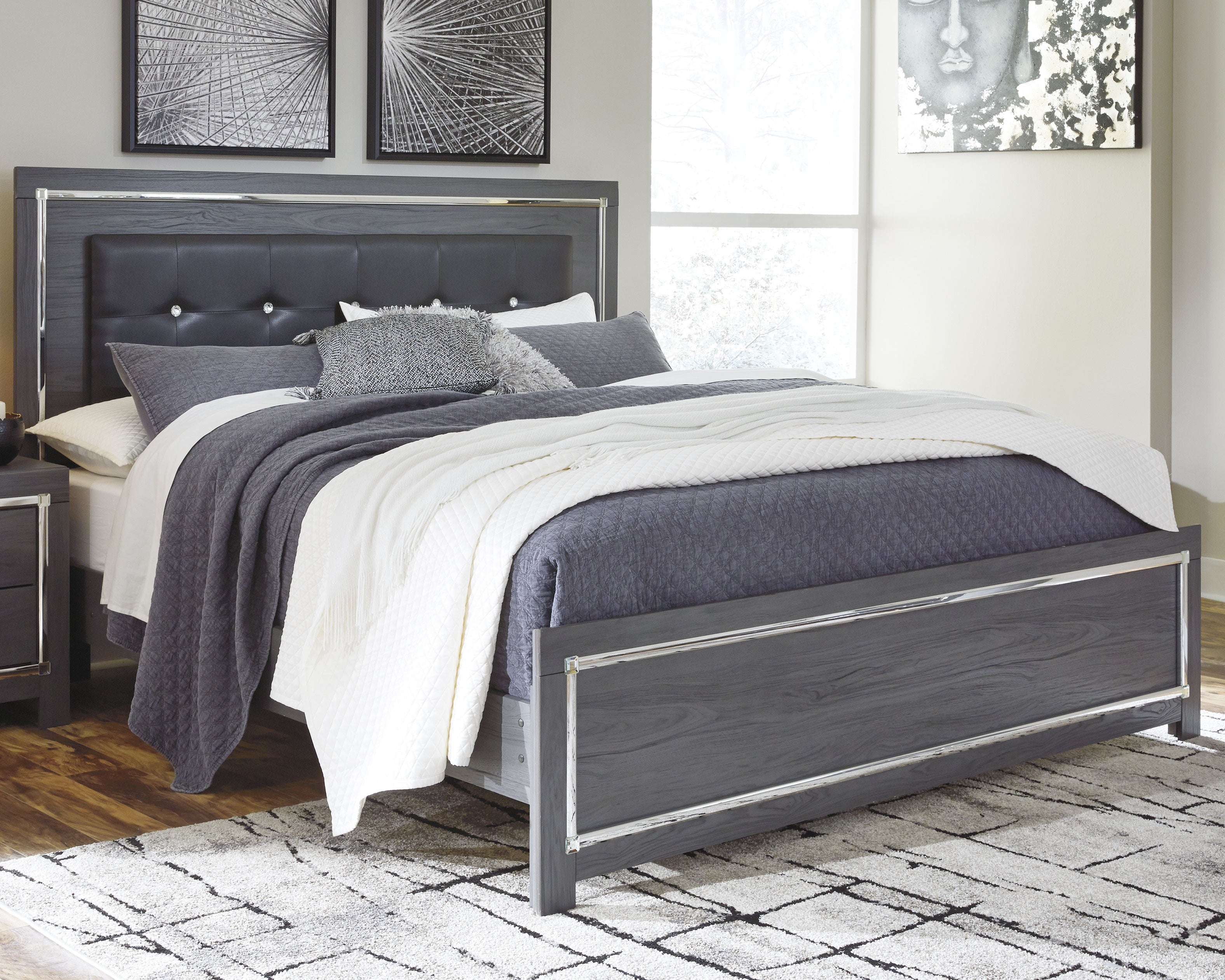 3 Brothers Decor - Ashley Furniture - Lodanna Bedroom - King Panel Bed / Gray - B214B10