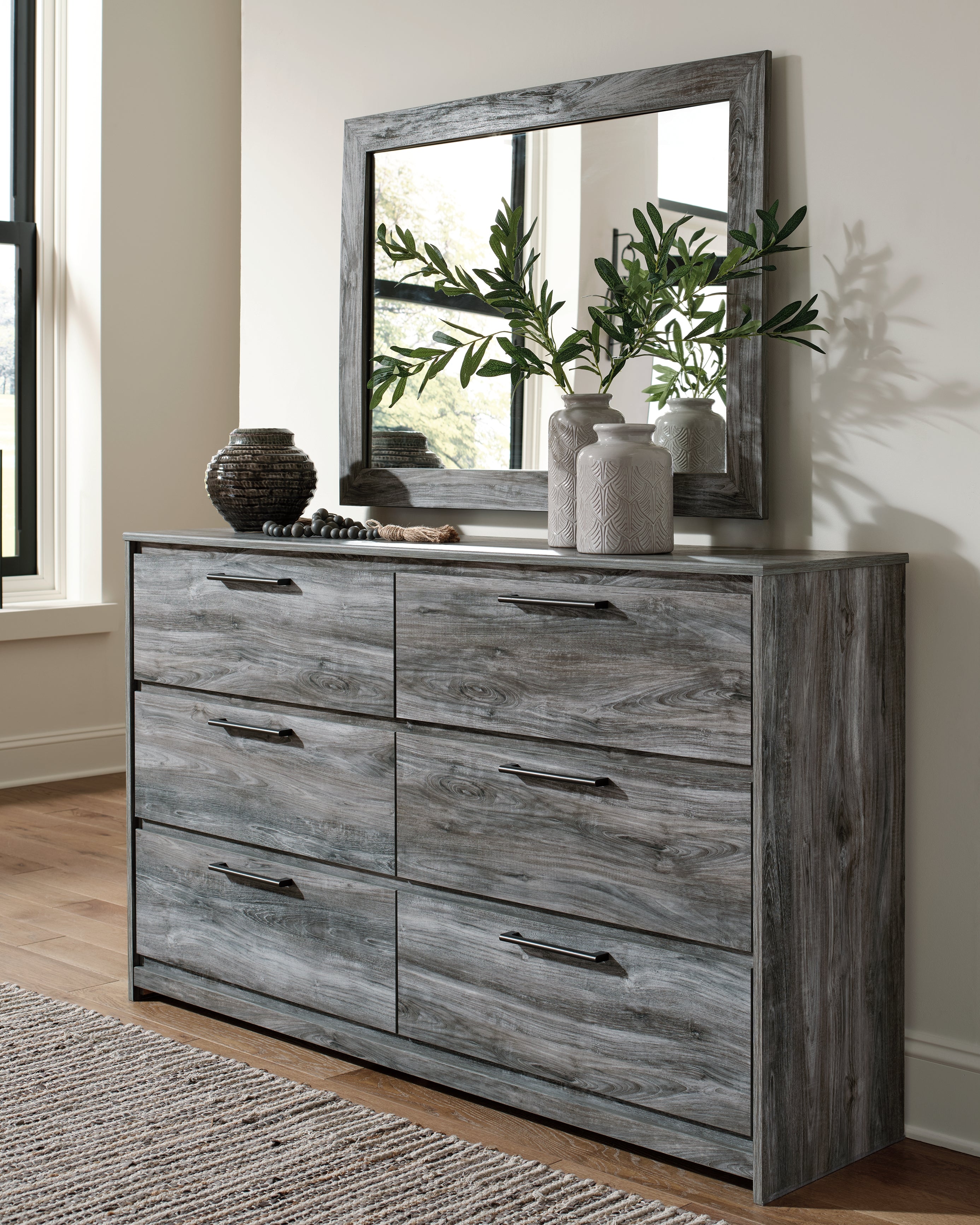 3 Brothers Decor - Ashley Furniture - Baystorm Bedroom - Dresser and Mirror / Gray - B221B30