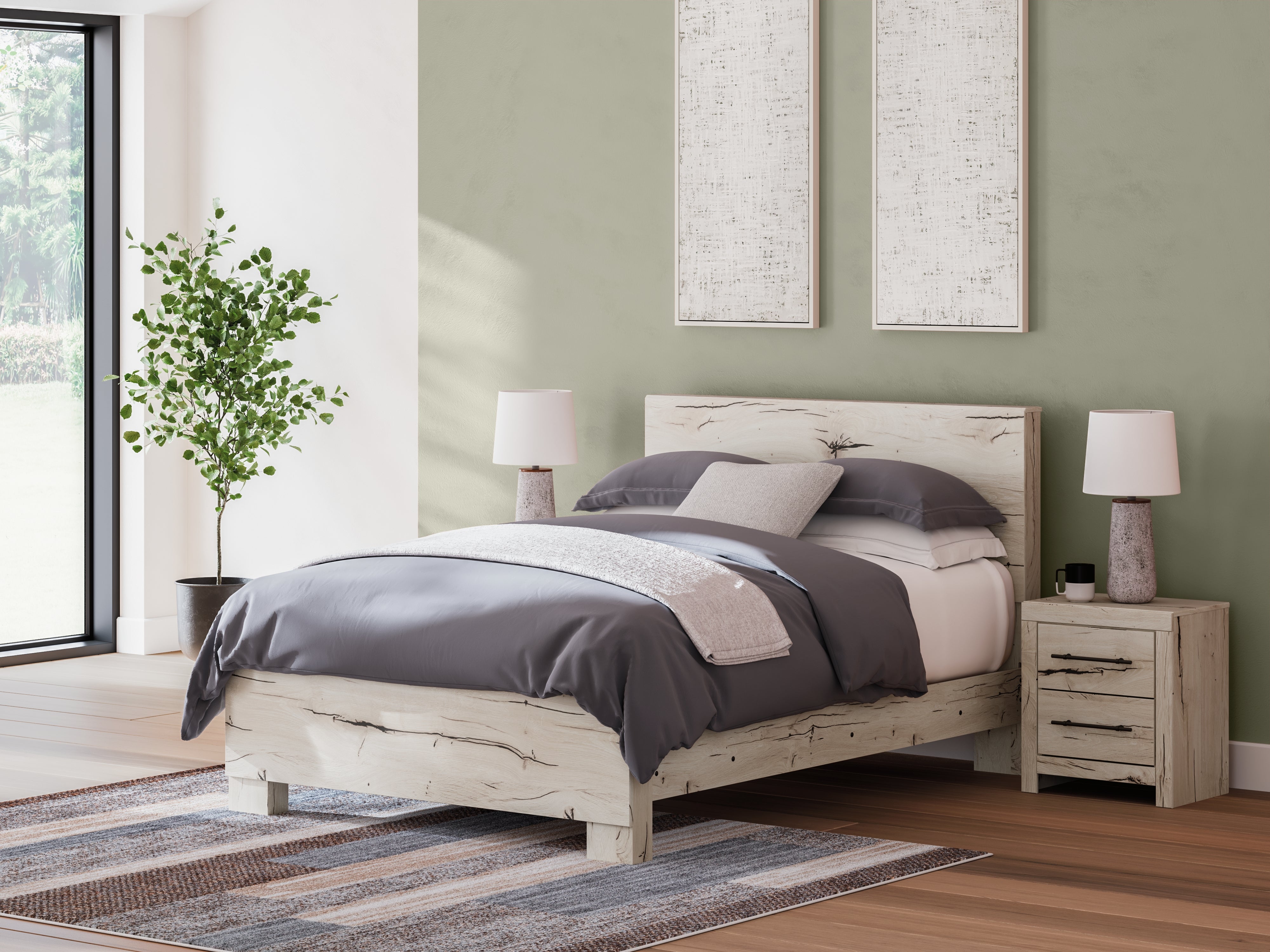 3 Brothers Decor - Ashley Furniture - Lawroy Bedroom - Queen Panel Bed / Light Natural - B2310B2