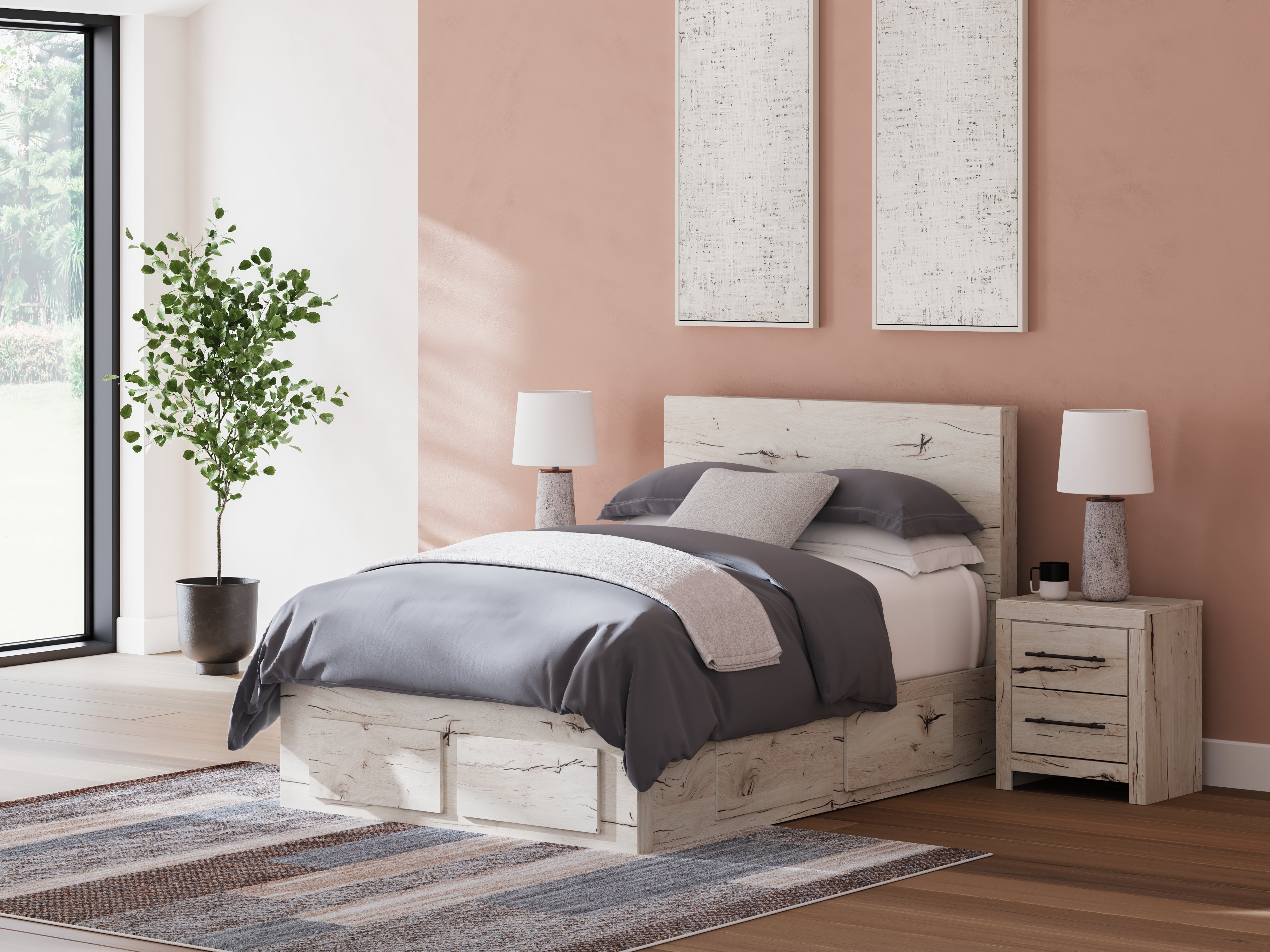 3 Brothers Decor - Ashley Furniture - Lawroy Bedroom - Full Panel Storage Bed / Light Natural - B2310B24