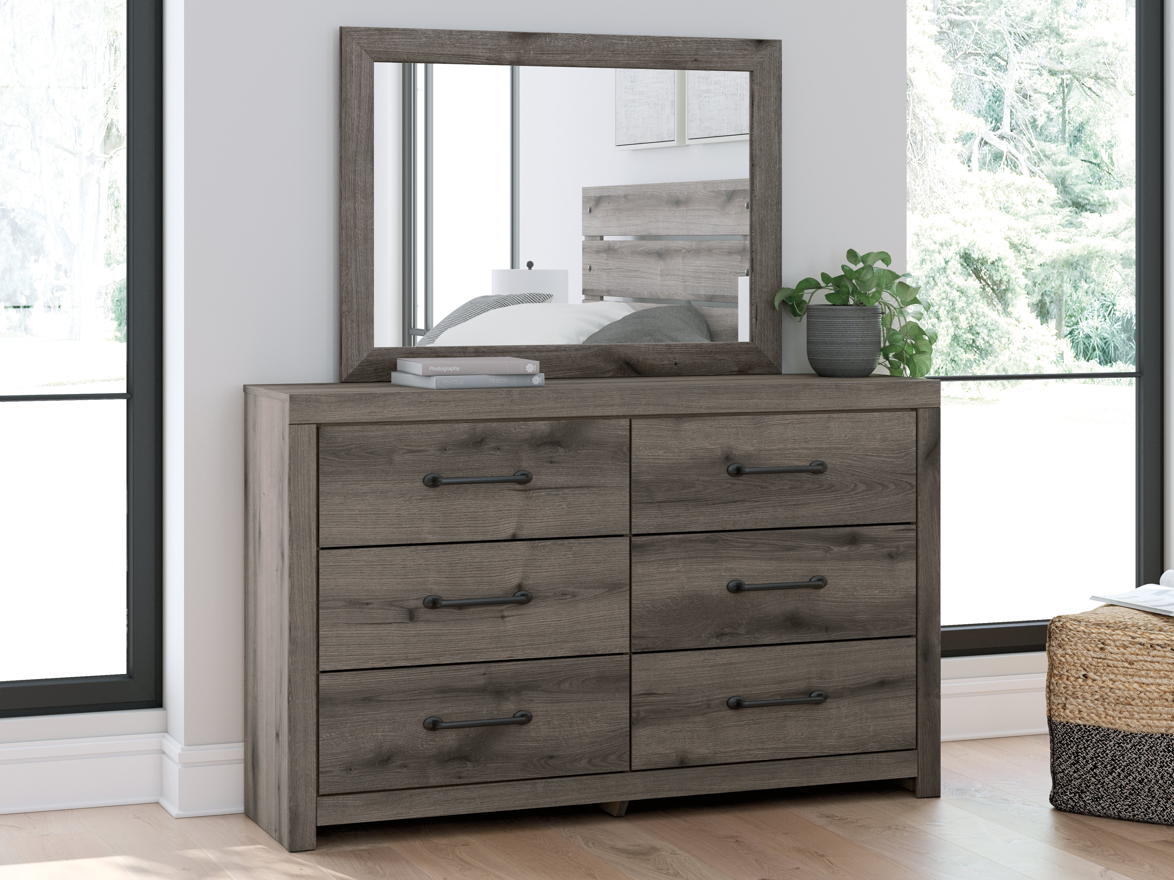 3 Brothers Decor - Ashley Furniture - Graystorm Bedroom - Dresser and Mirror / Brown Gray - PCB2405B1