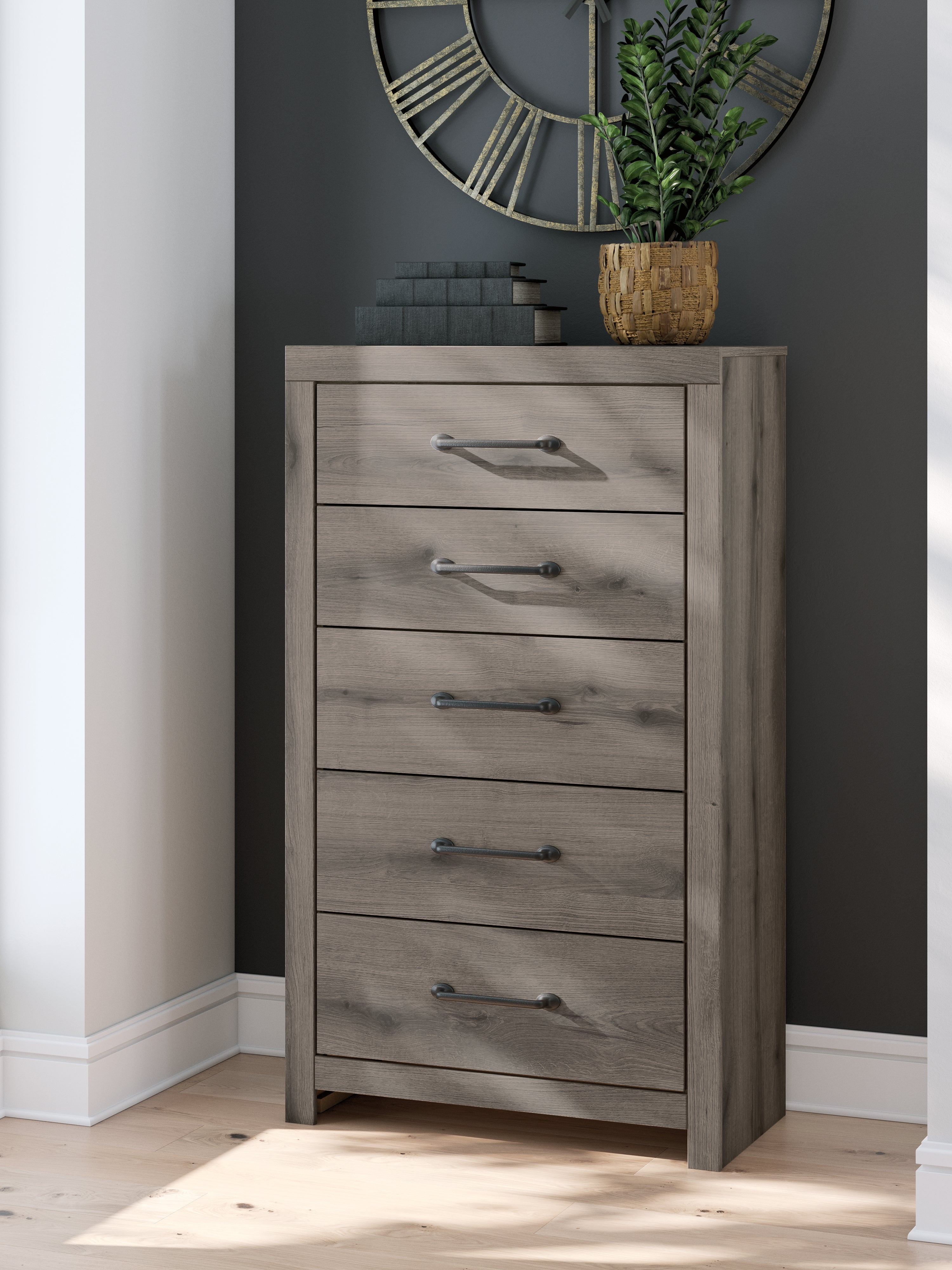 3 Brothers Decor - Ashley Furniture - Graystorm Bedroom - Five Drawer Chest / Brown Gray - PCB2405-46