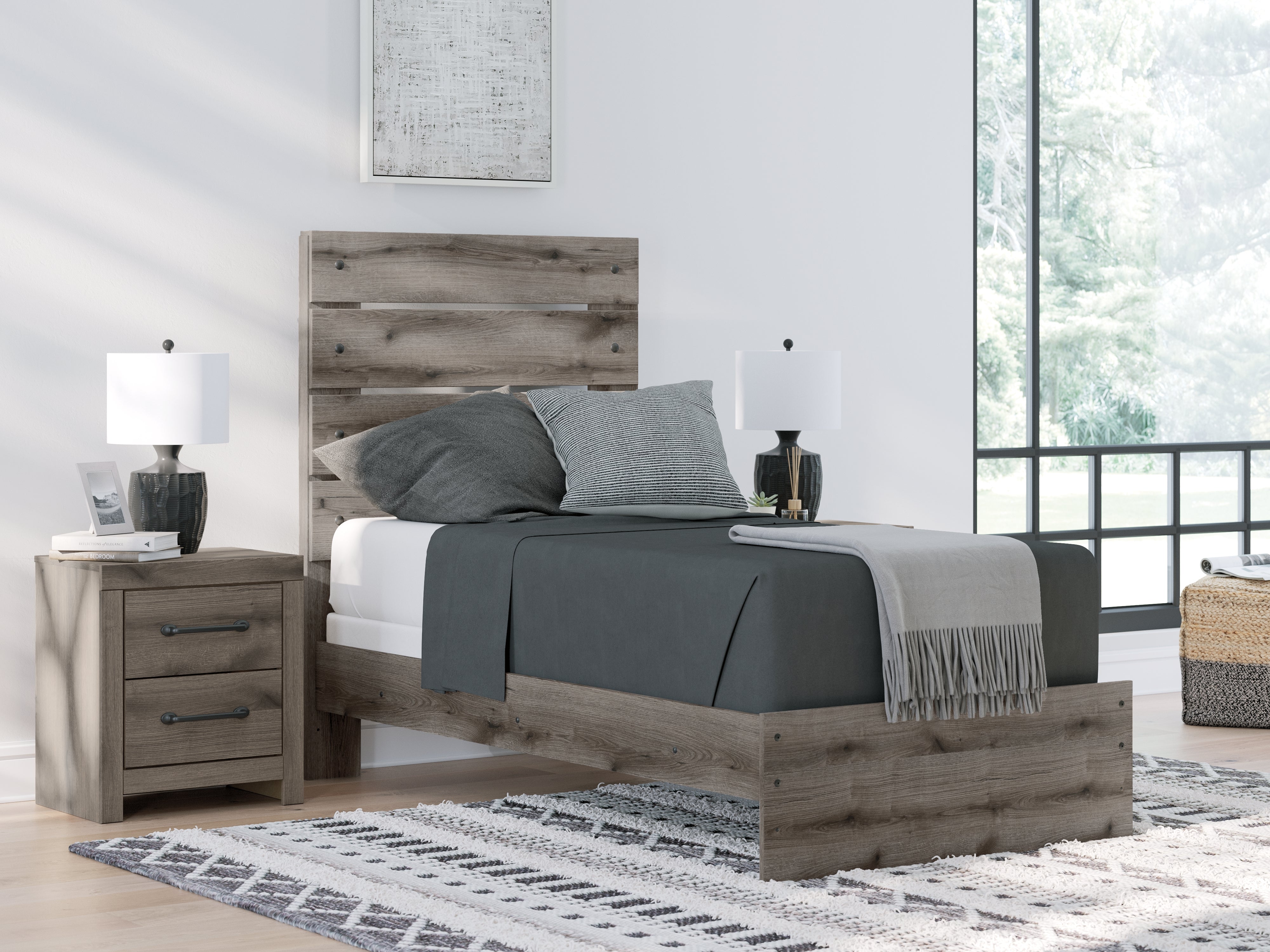 3 Brothers Decor - Ashley Furniture - Graystorm Bedroom - Twin Panel Bed / Brown Gray - PCB2405B12