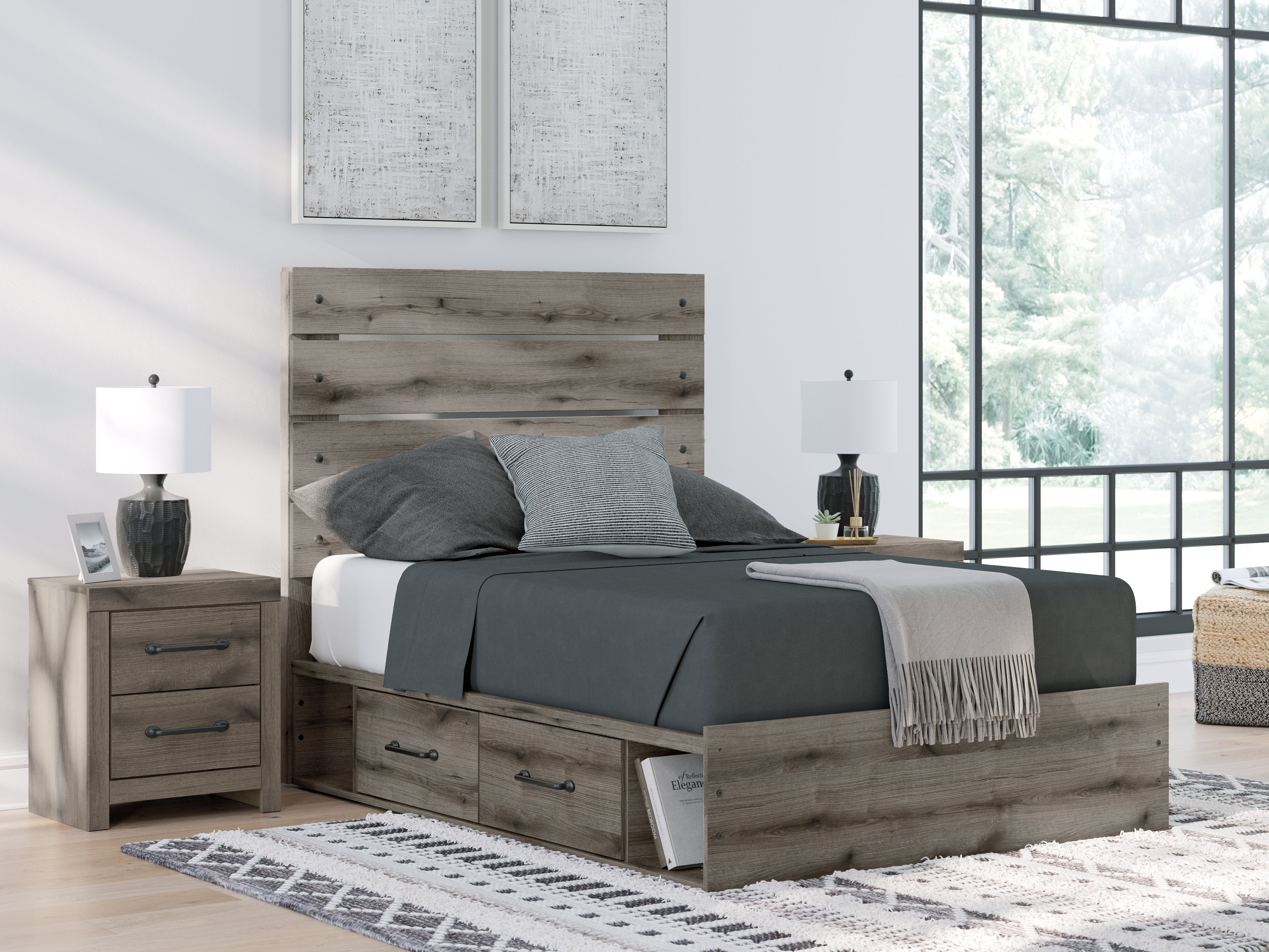 3 Brothers Decor - Ashley Furniture - Graystorm Bedroom - Full Panel Storage Bed / Brown Gray - PCB2405B16