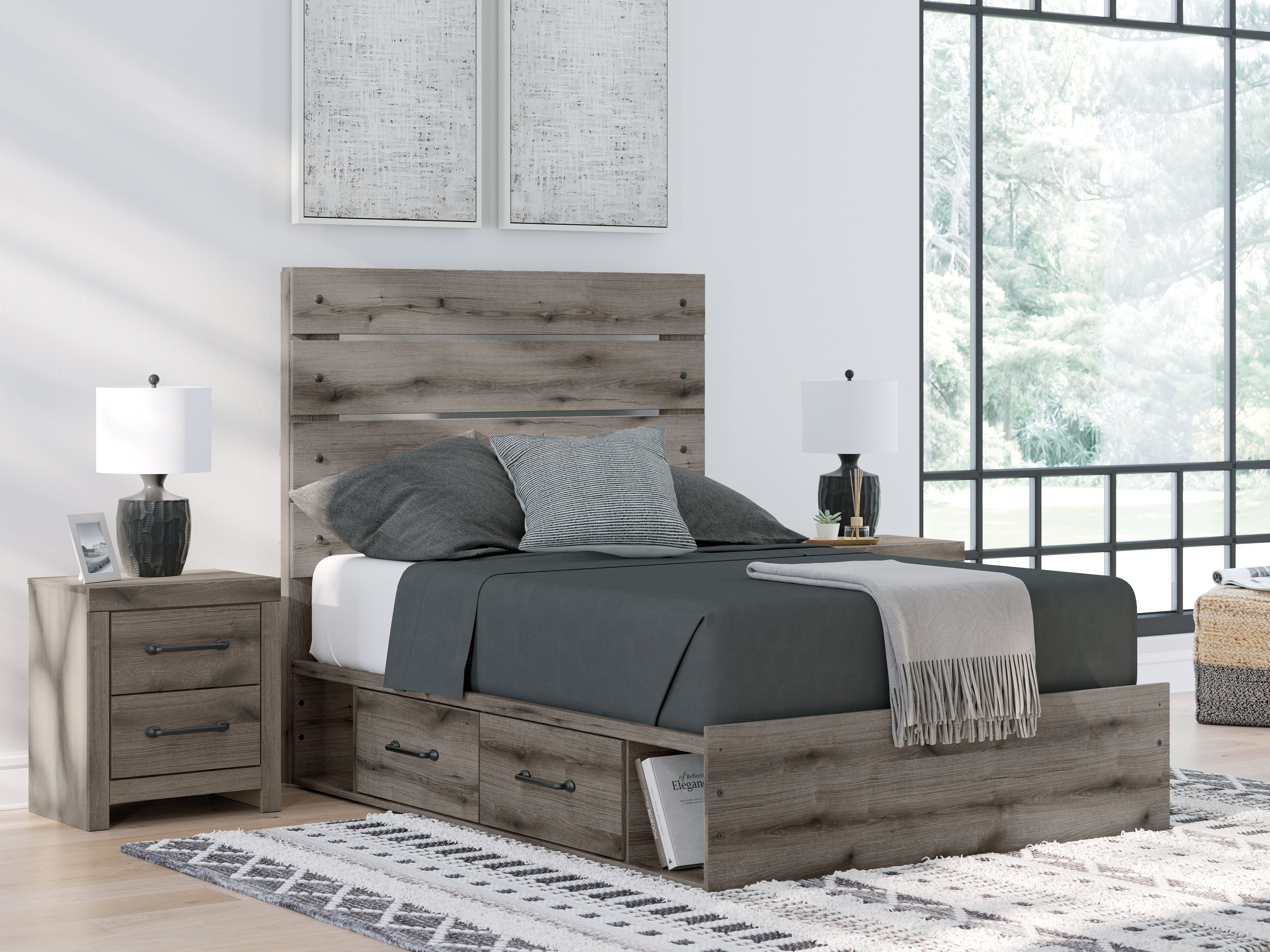 3 Brothers Decor - Ashley Furniture - Graystorm Bedroom - Full Panel Bed with Storage / Brown Gray - PCB2405B17