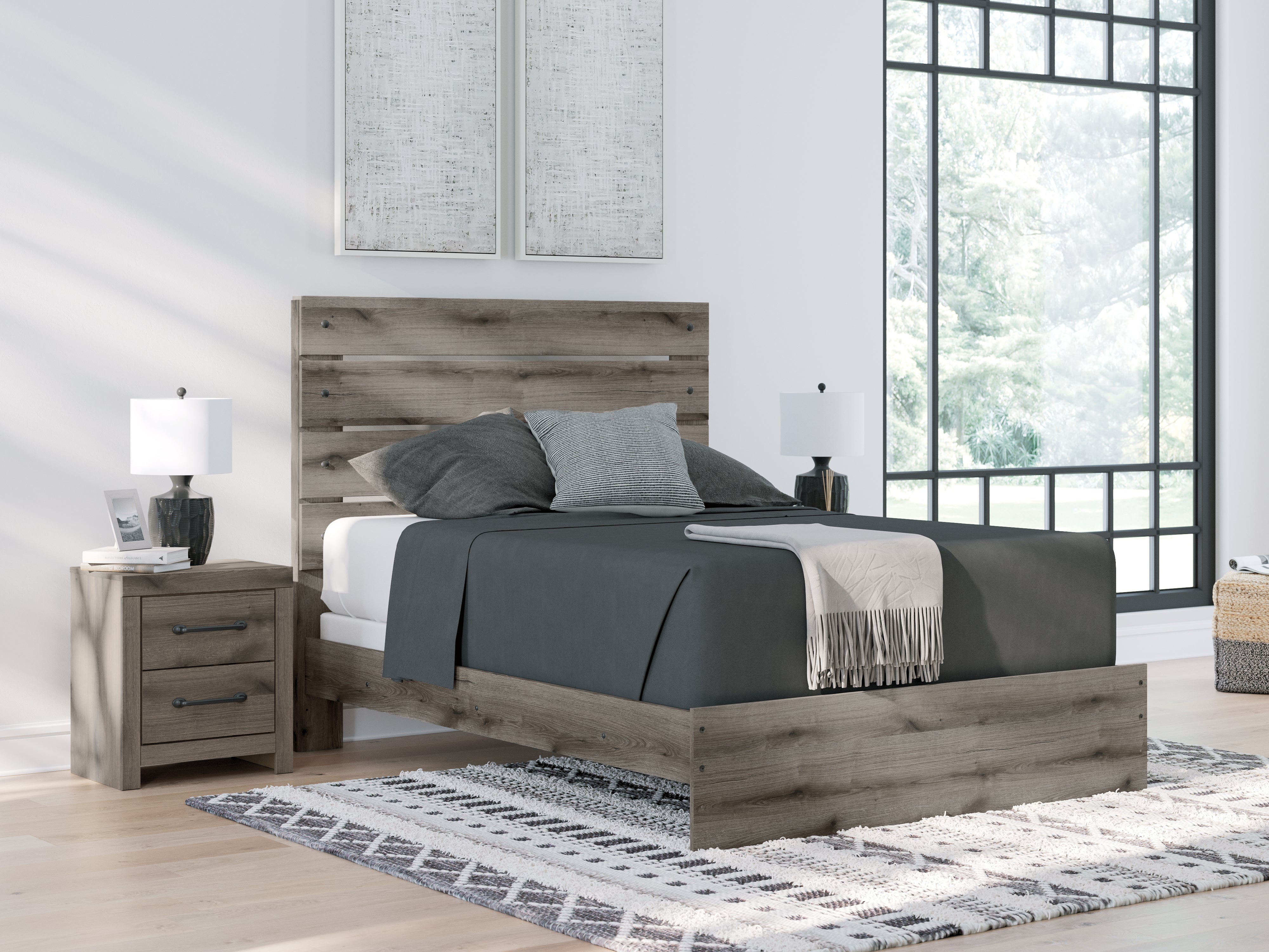 3 Brothers Decor - Ashley Furniture - Graystorm Bedroom - Queen Panel Bed / Brown Gray - PCB2405B2