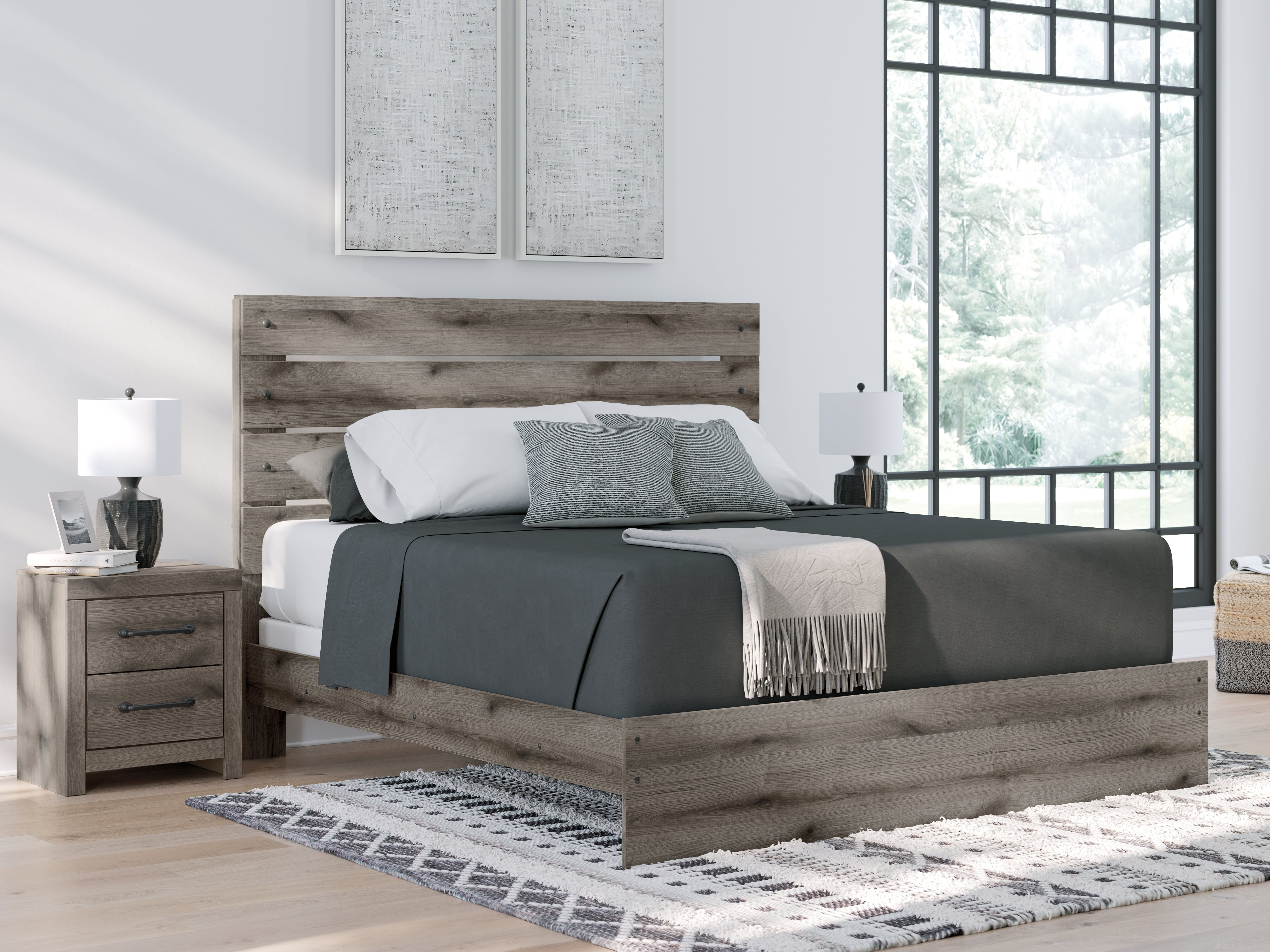 3 Brothers Decor - Ashley Furniture - Graystorm Bedroom - King Panel Bed / Brown Gray - PCB2405B8