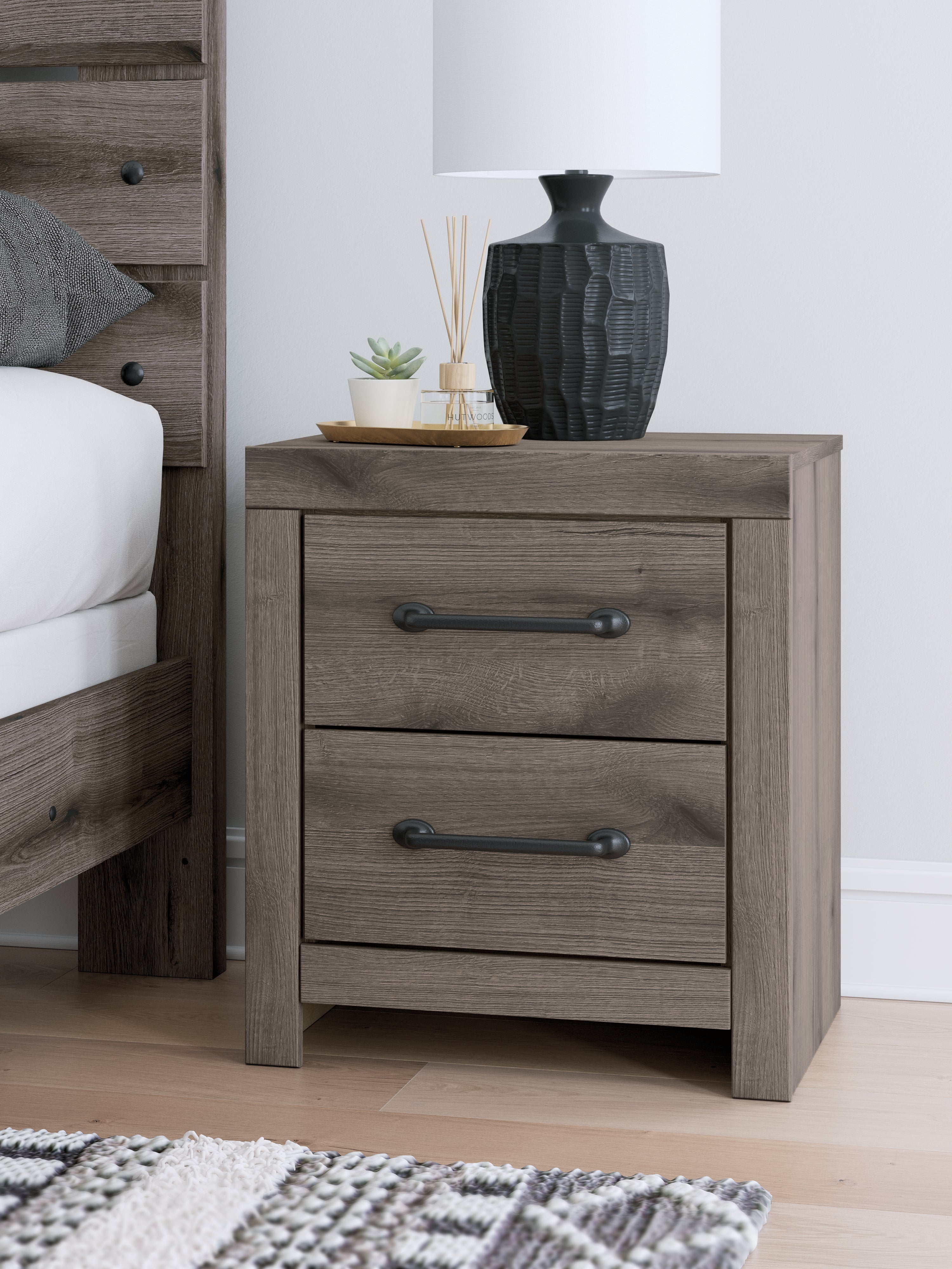3 Brothers Decor - Ashley Furniture - Graystorm Bedroom - Two Drawer Night Stand / Brown Gray - PCB2405-92