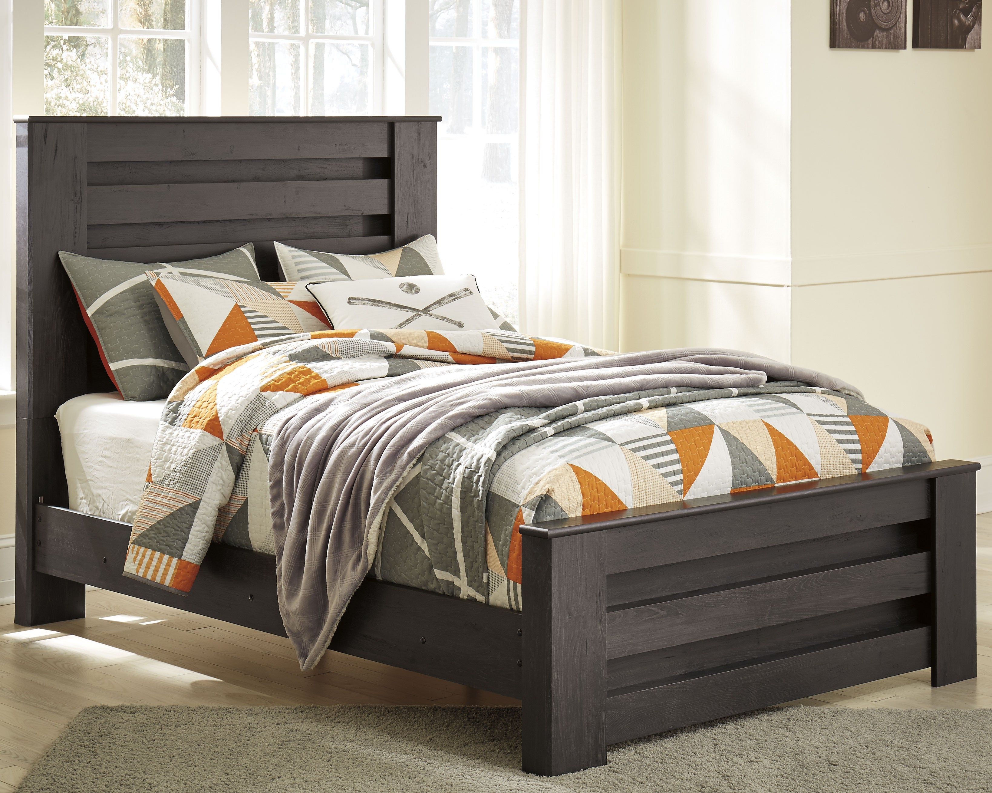 3 Brothers Decor - Ashley Furniture - Brinxton Bedroom - Full Panel Bed / Charcoal - B249B5