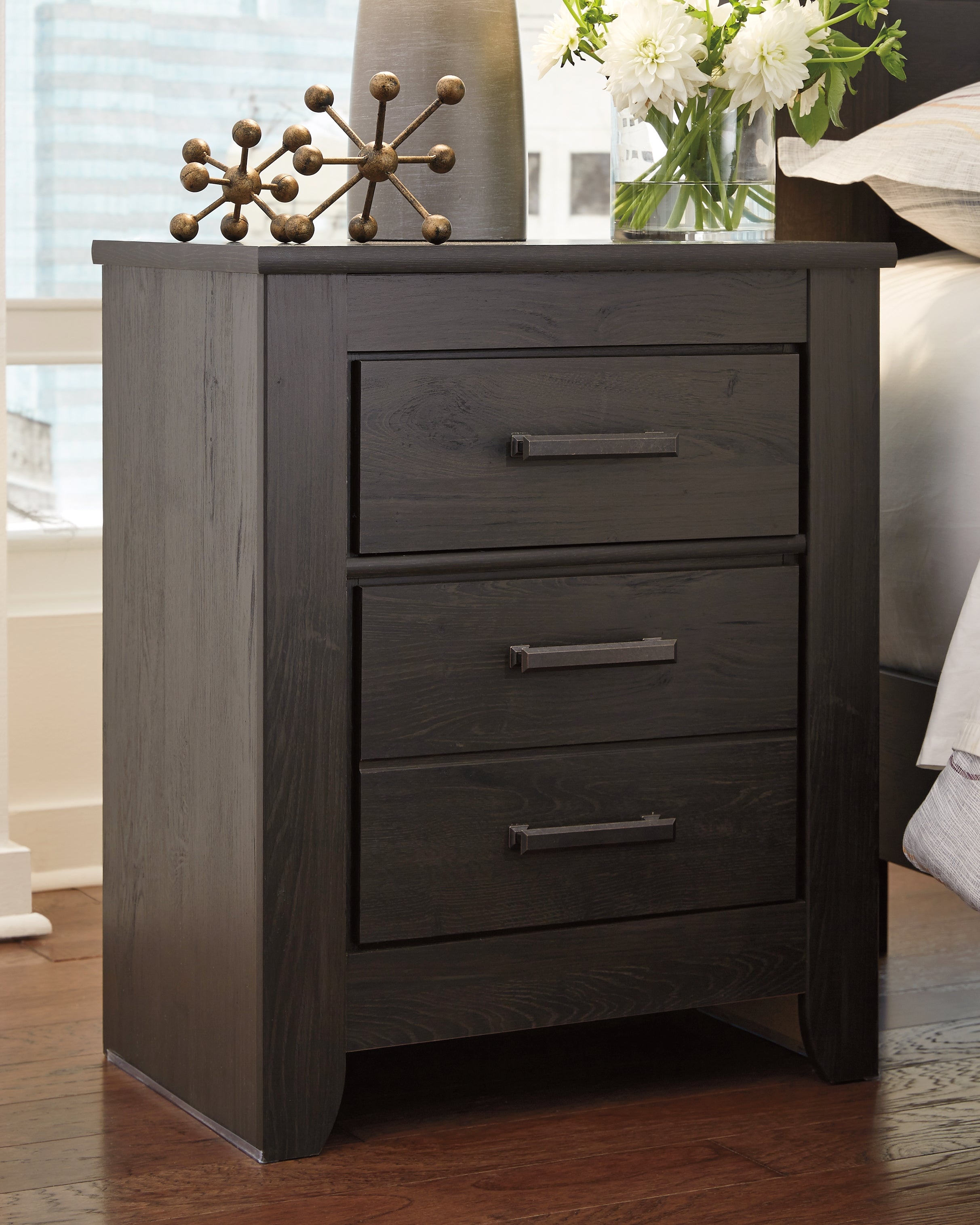 3 Brothers Decor - Ashley Furniture - Brinxton Bedroom - Two Drawer Night Stand / Charcoal - B249-92