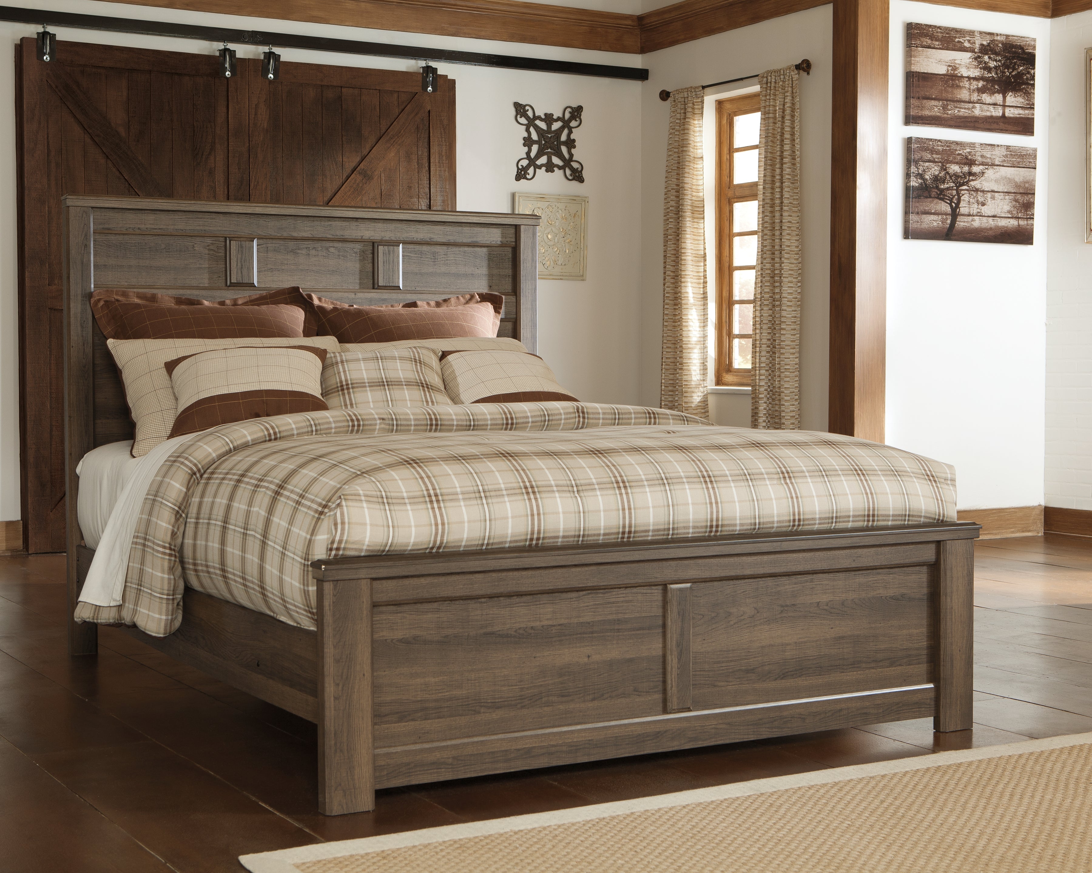 3 Brothers Decor - Ashley Furniture - Juararo Bedroom - Queen Panel Bed / Dark Brown - B251B6