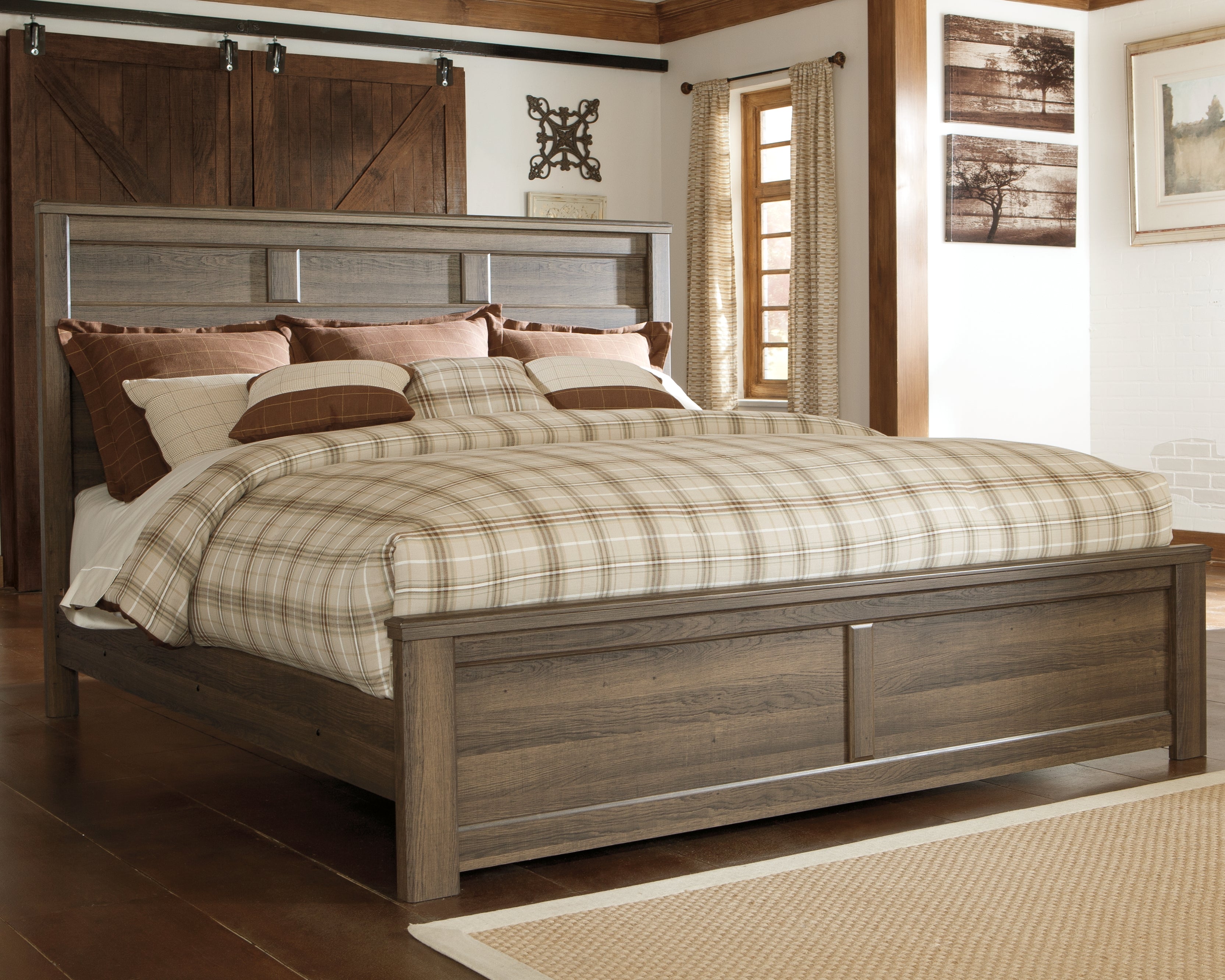 3 Brothers Decor - Ashley Furniture - Juararo Bedroom - California King Panel Bed / Dark Brown - B251B14