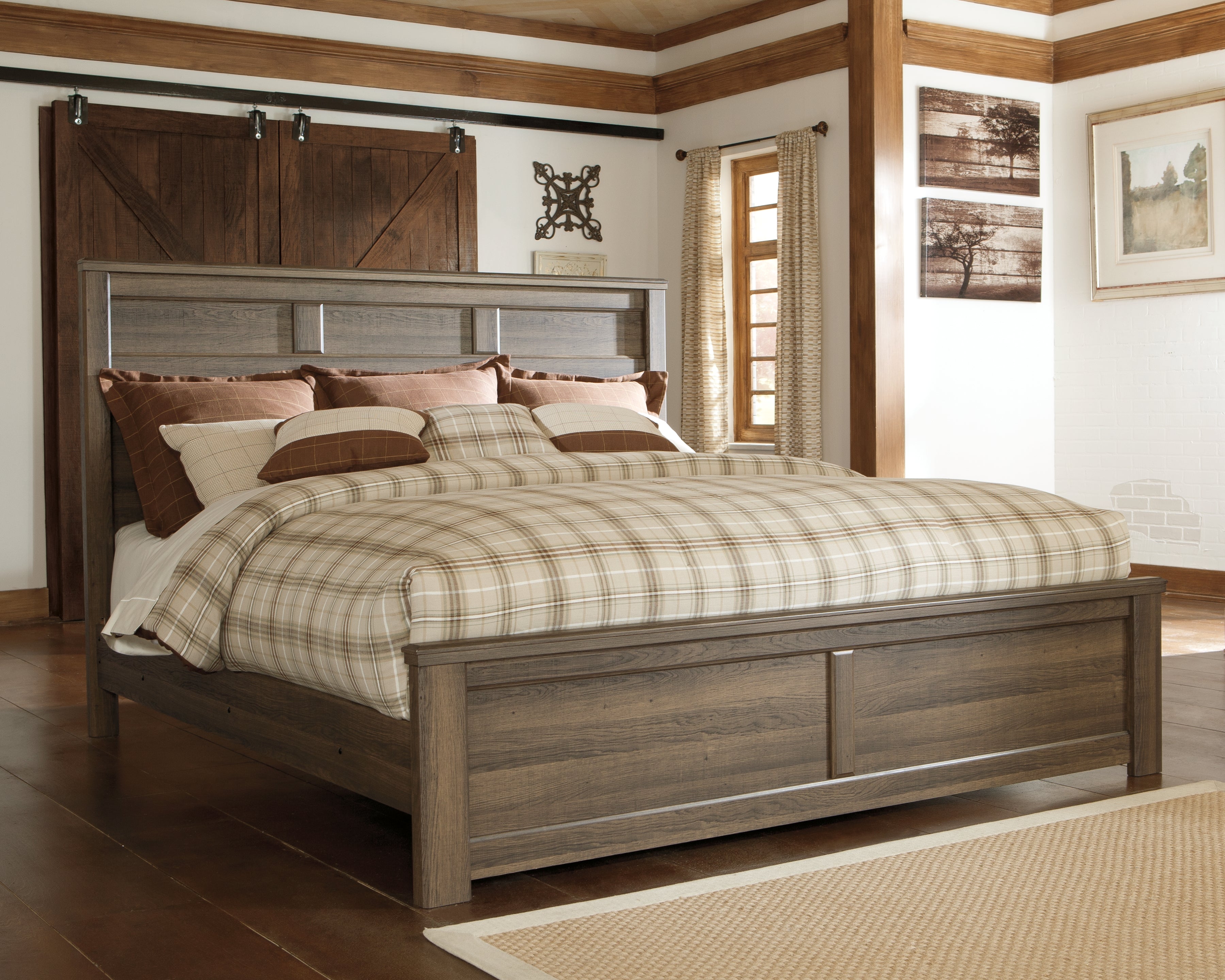 3 Brothers Decor - Ashley Furniture - Juararo Bedroom - King Panel Bed / Dark Brown - B251B9