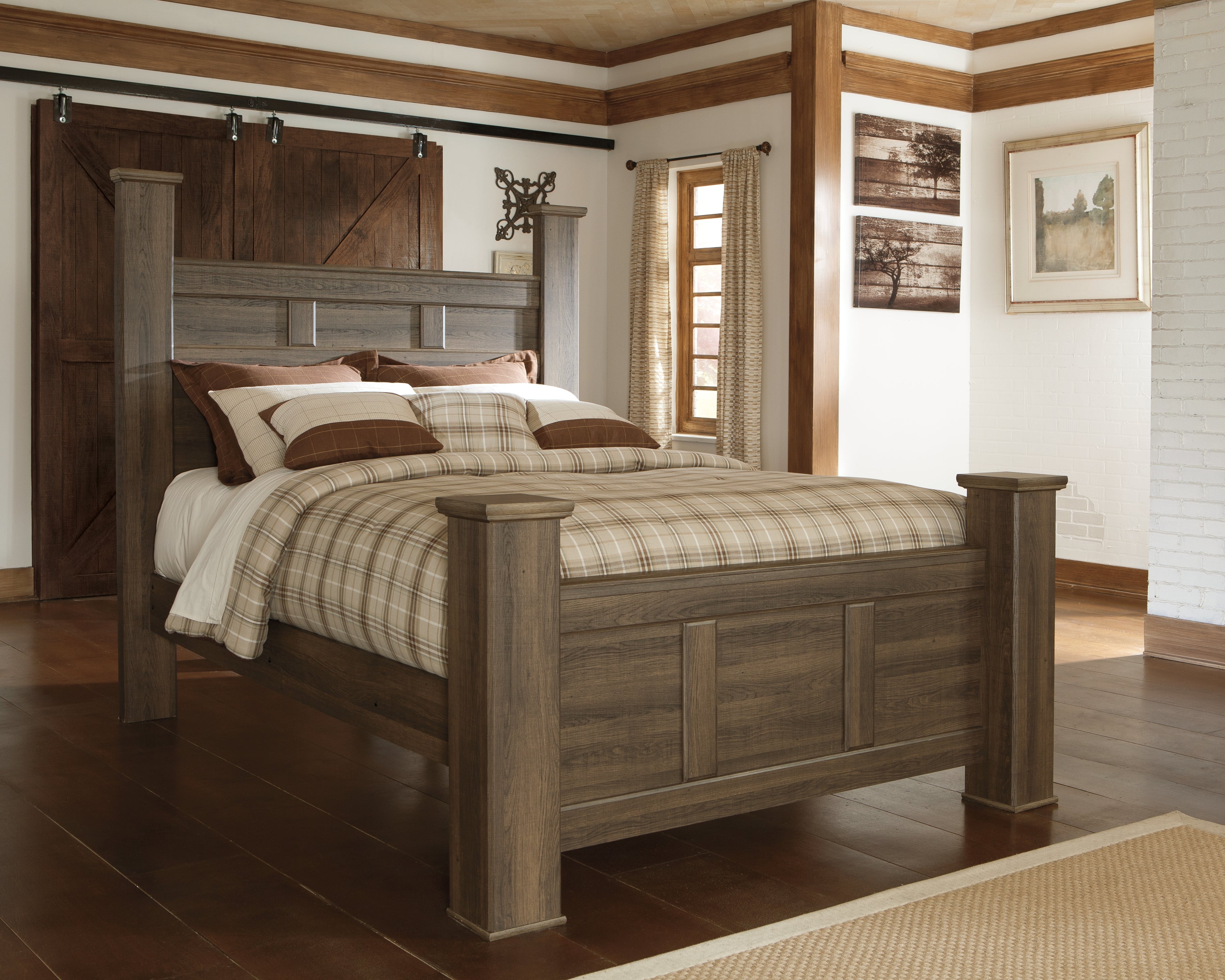3 Brothers Decor - Ashley Furniture - Juararo Bedroom - Queen Poster Bed / Dark Brown - B251B3