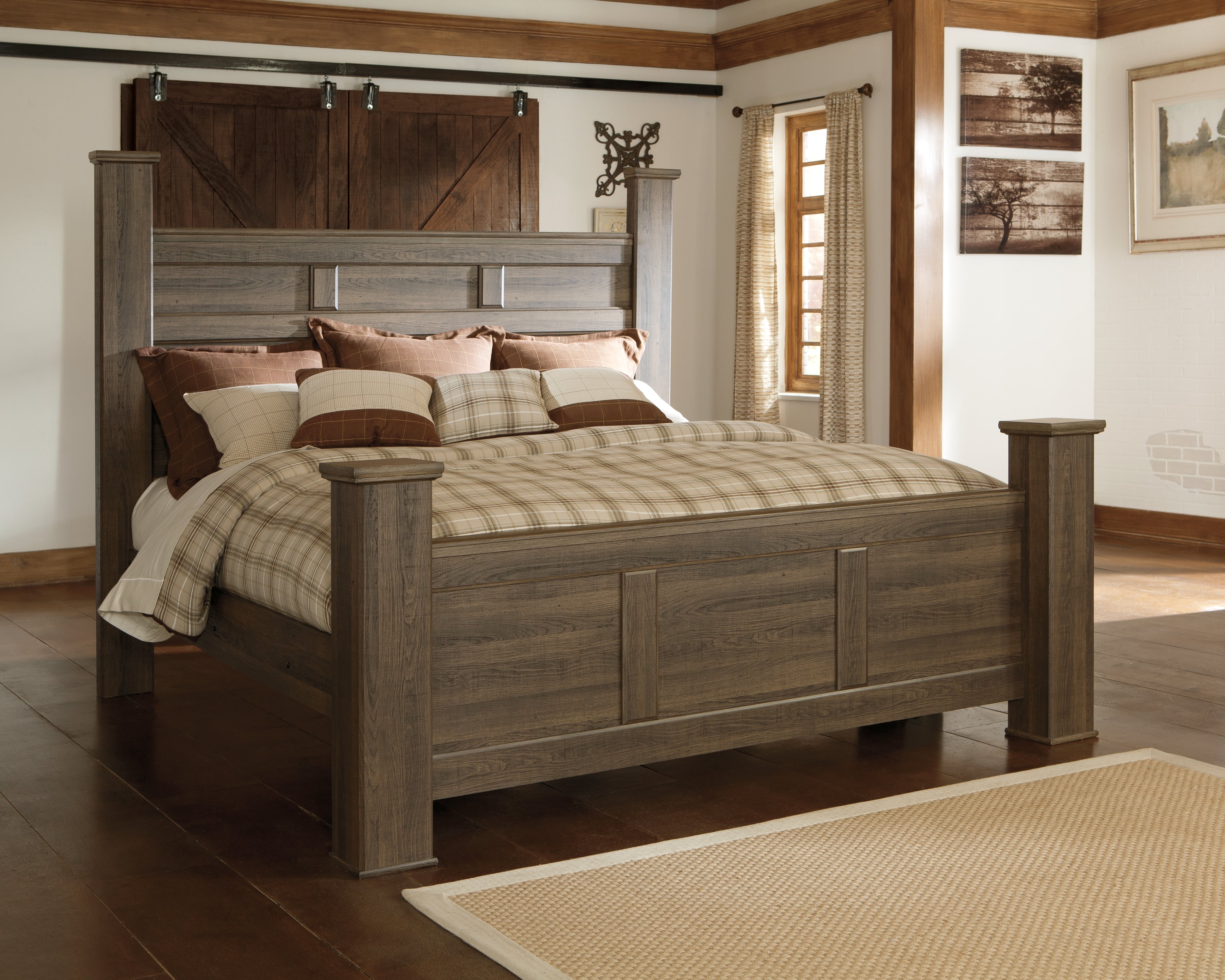 3 Brothers Decor - Ashley Furniture - Juararo Bedroom - King Poster Bed / Dark Brown - B251B10