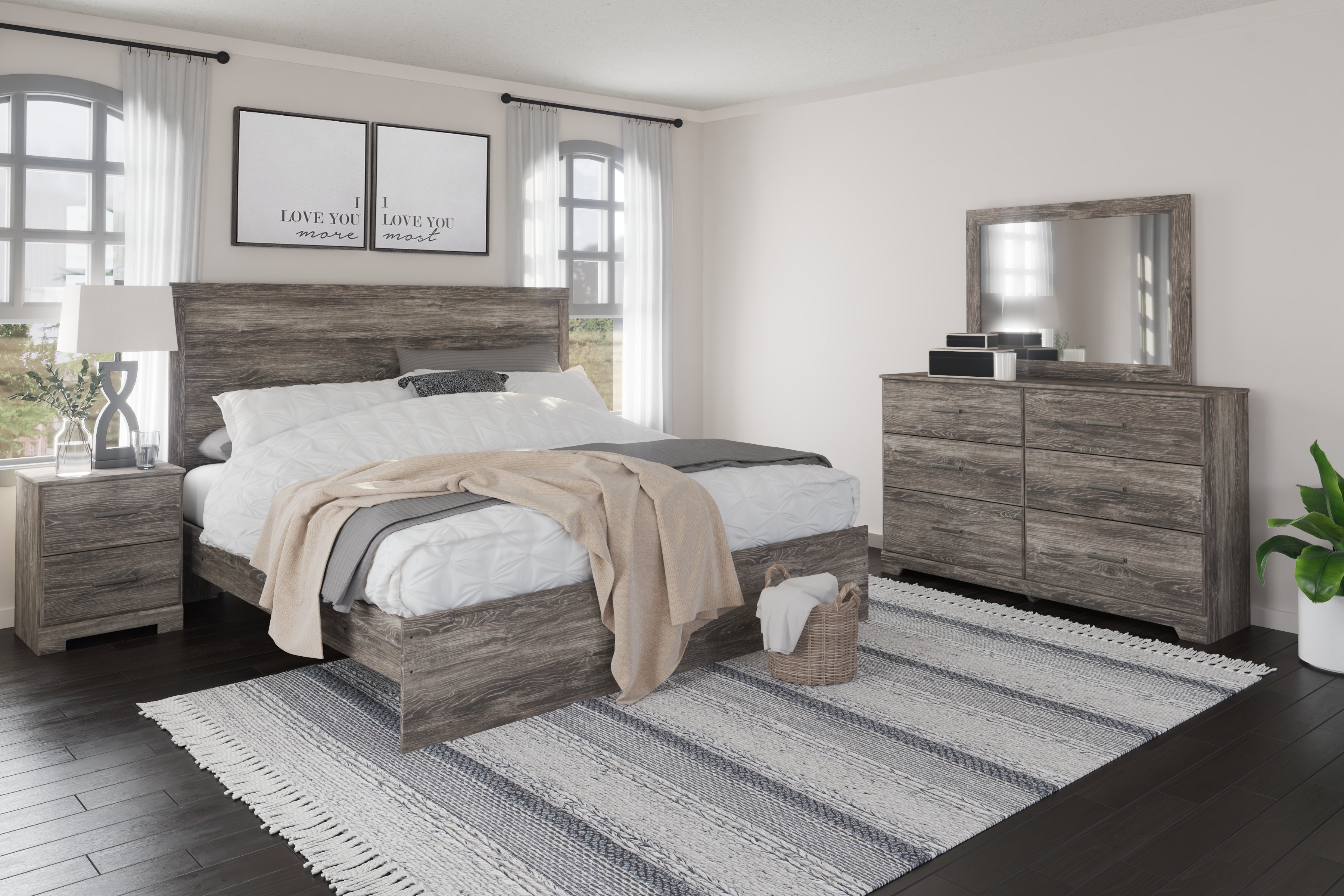 3 Brothers Decor - Ashley Furniture - Ralinksi Bedroom - Dresser and Mirror / Gray - B2587B1