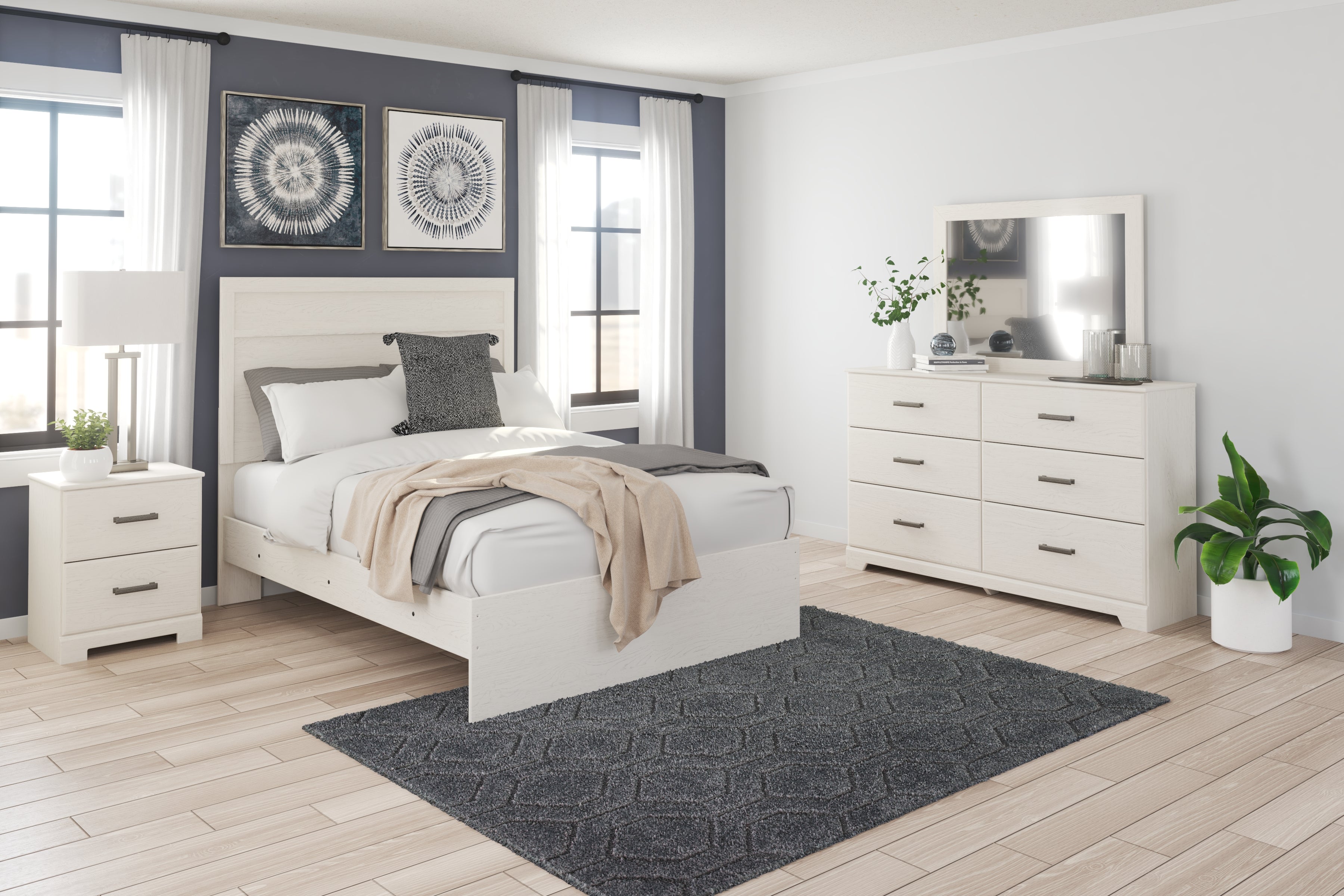 3 Brothers Decor - Ashley Furniture - Stelsie Bedroom - Dresser and Mirror / White - B2588B1