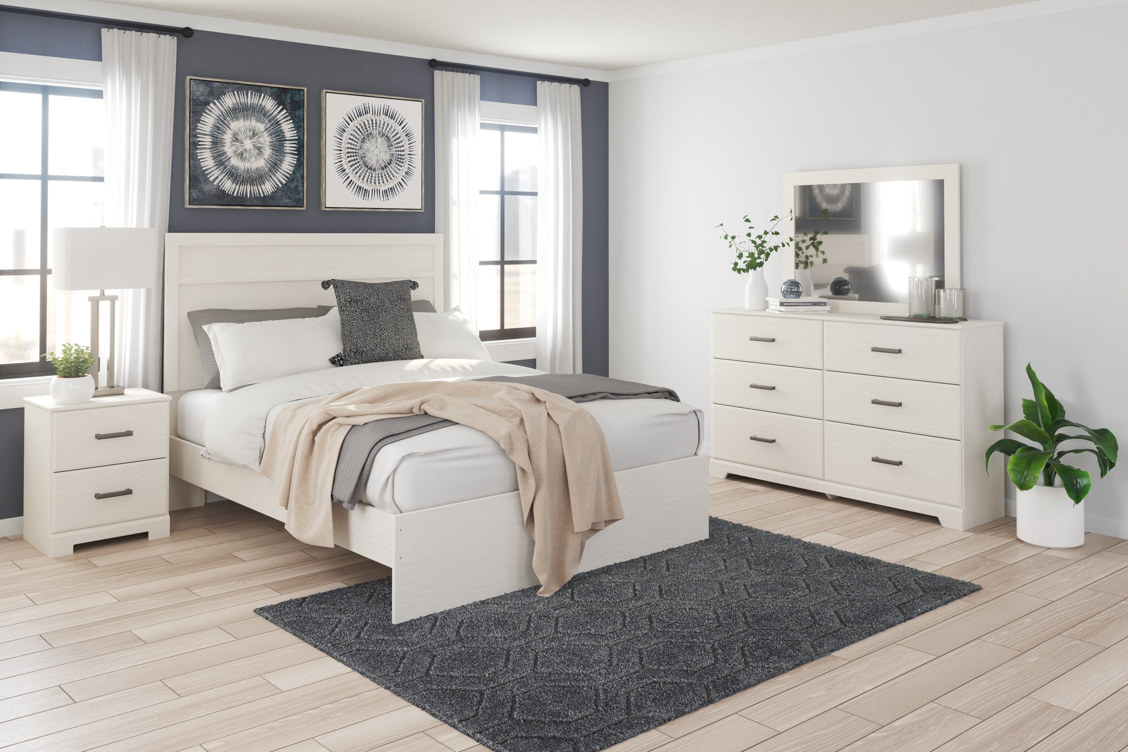 3 Brothers Decor - Ashley Furniture - Stelsie Bedroom - Queen Panel Bed / White - B2588B2