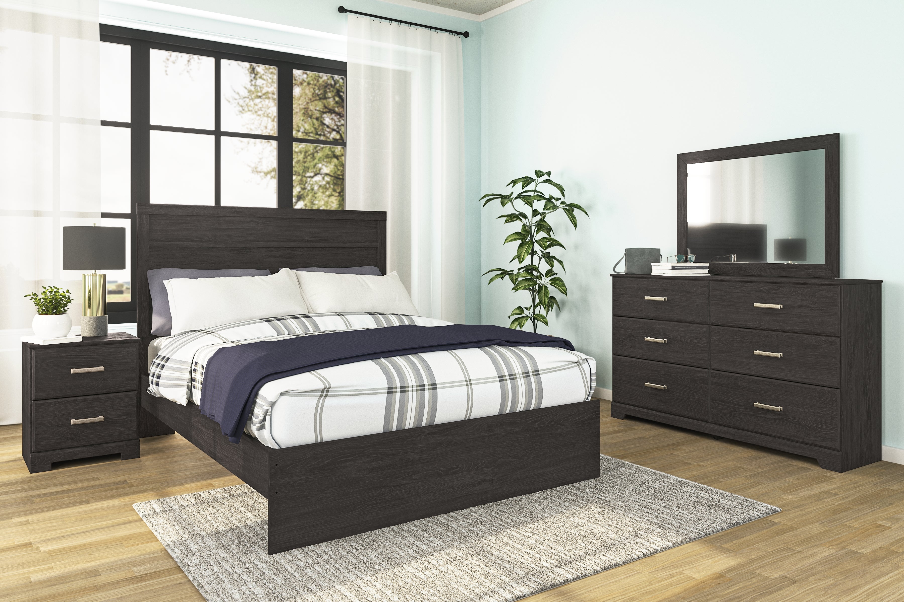 3 Brothers Decor - Ashley Furniture - Belachime Bedroom - Two Drawer Night Stand / Charcoal - B2589-92