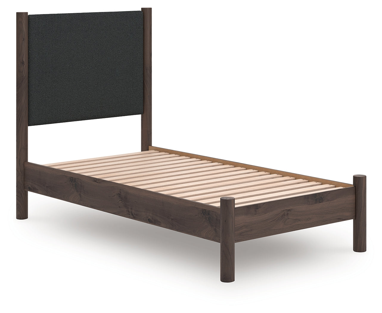 3 Brothers Decor - Ashley Furniture - Pamytta Bedroom - Twin Upholstered Panel Platform Bed / Brown - PCB2614B8