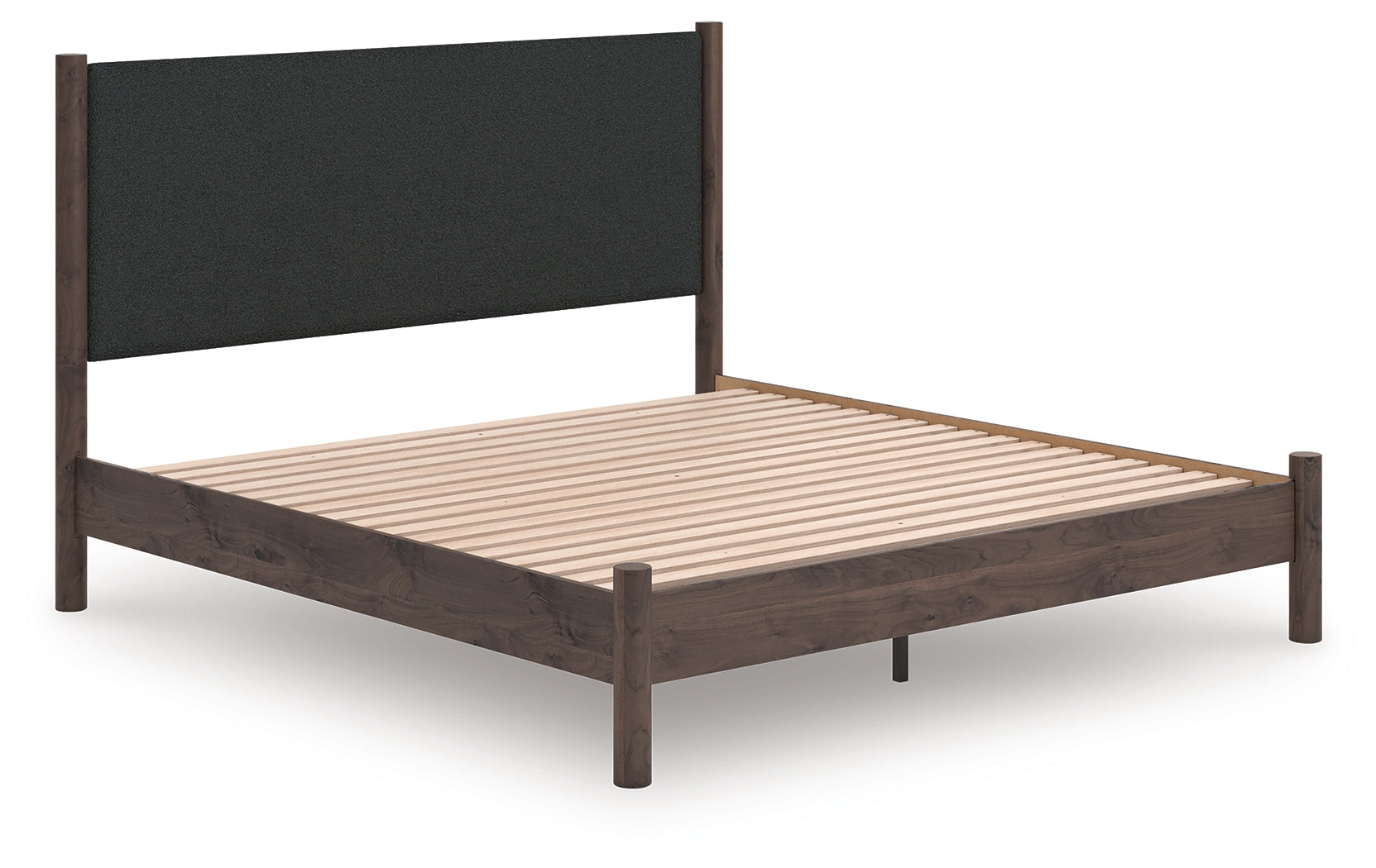 3 Brothers Decor - Ashley Furniture - Pamytta Bedroom - King Upholstered Panel Platform Bed / Brown - PCB2614B28