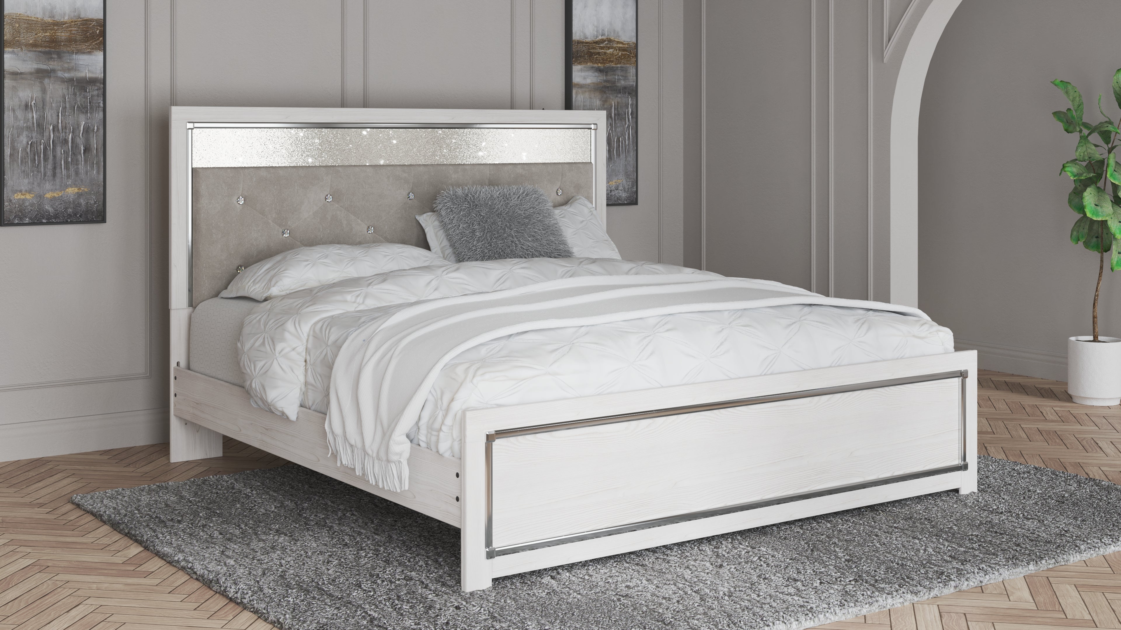 3 Brothers Decor - Ashley Furniture - Altyra Bedroom - King Panel Bed / White - B2640B50