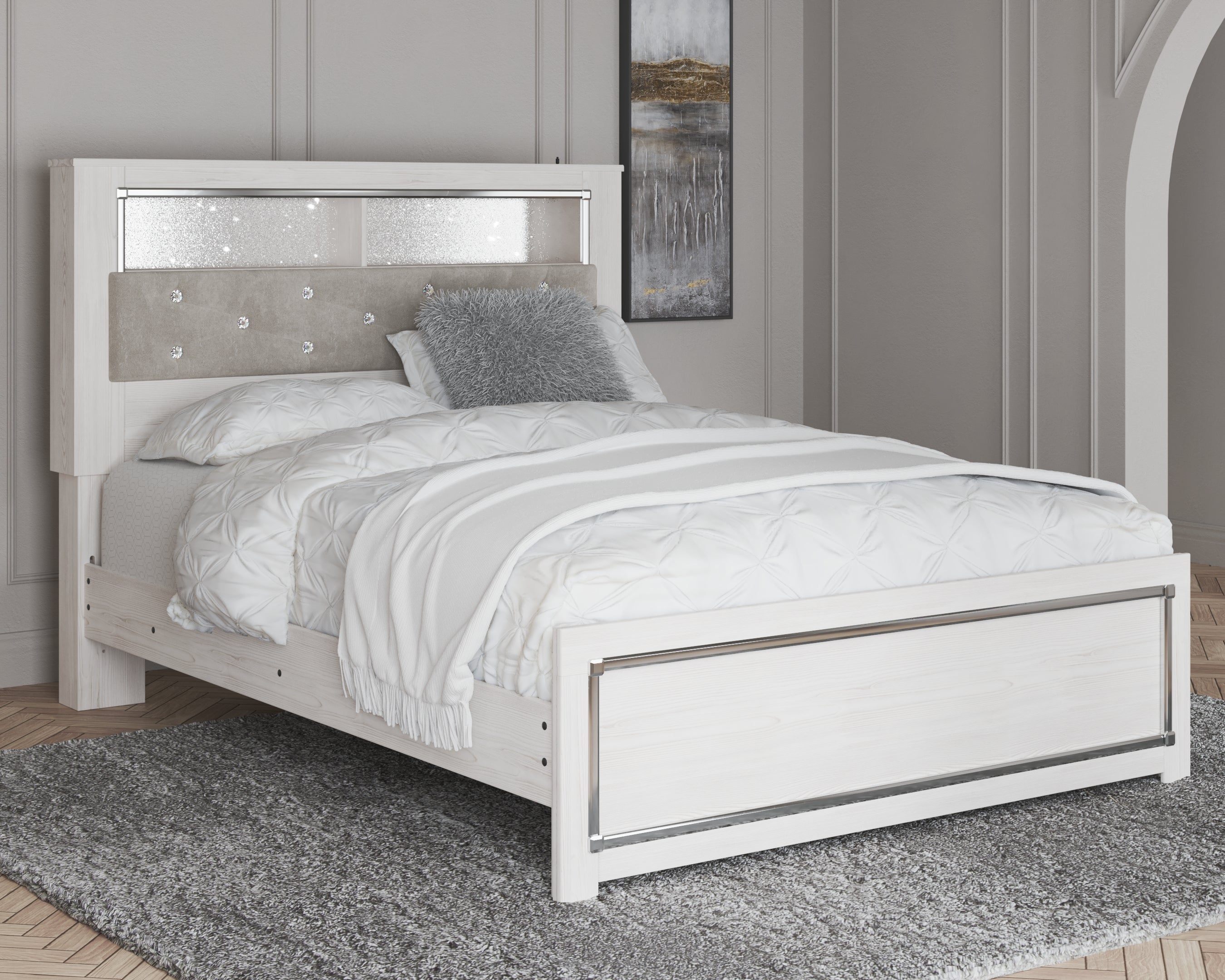 3 Brothers Decor - Ashley Furniture - Altyra Bedroom - Queen Panel Bookcase Bed / White - B2640B4