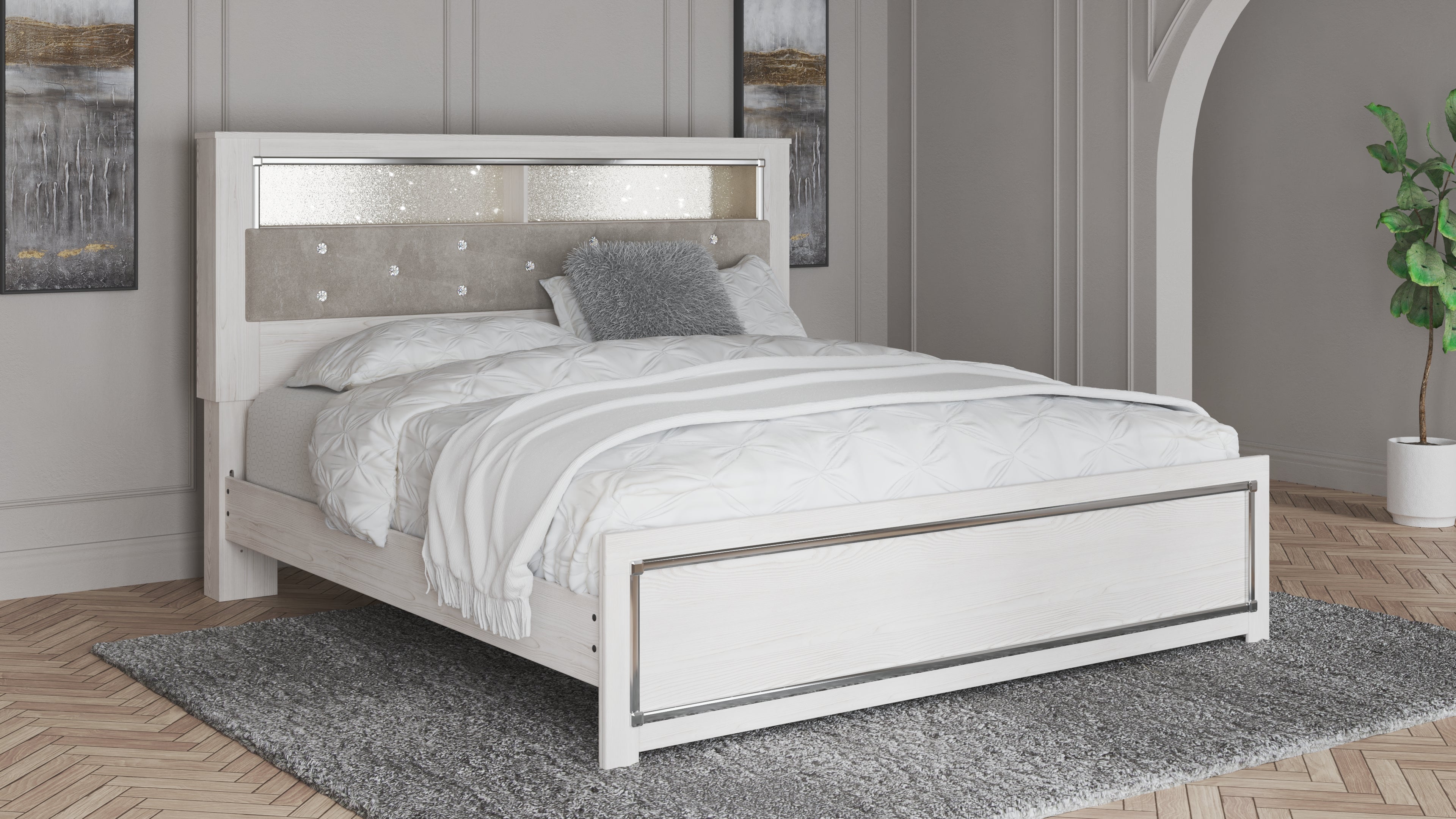 3 Brothers Decor - Ashley Furniture - Altyra Bedroom - King Panel Bookcase Bed / White - B2640B51