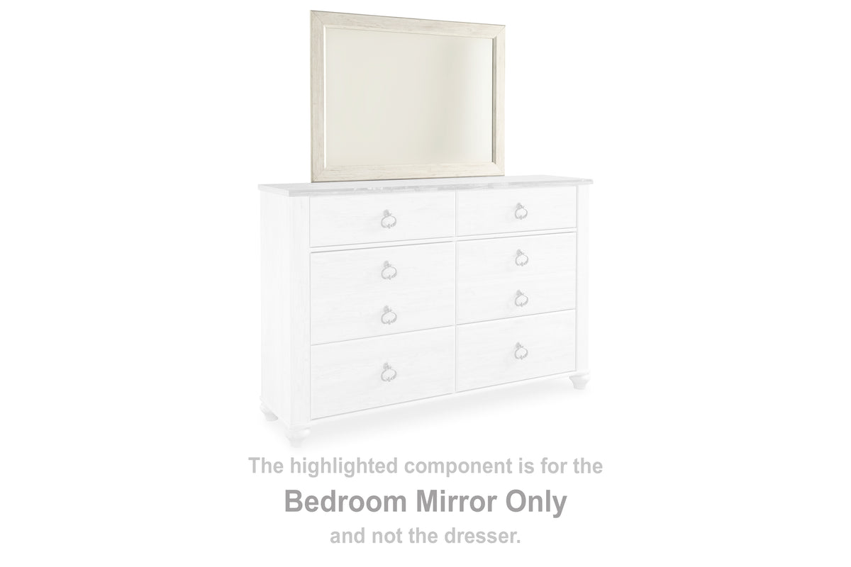3 Brothers Decor - Ashley Furniture - Willowton Bedroom - Bedroom Mirror / Whitewash - B267-36