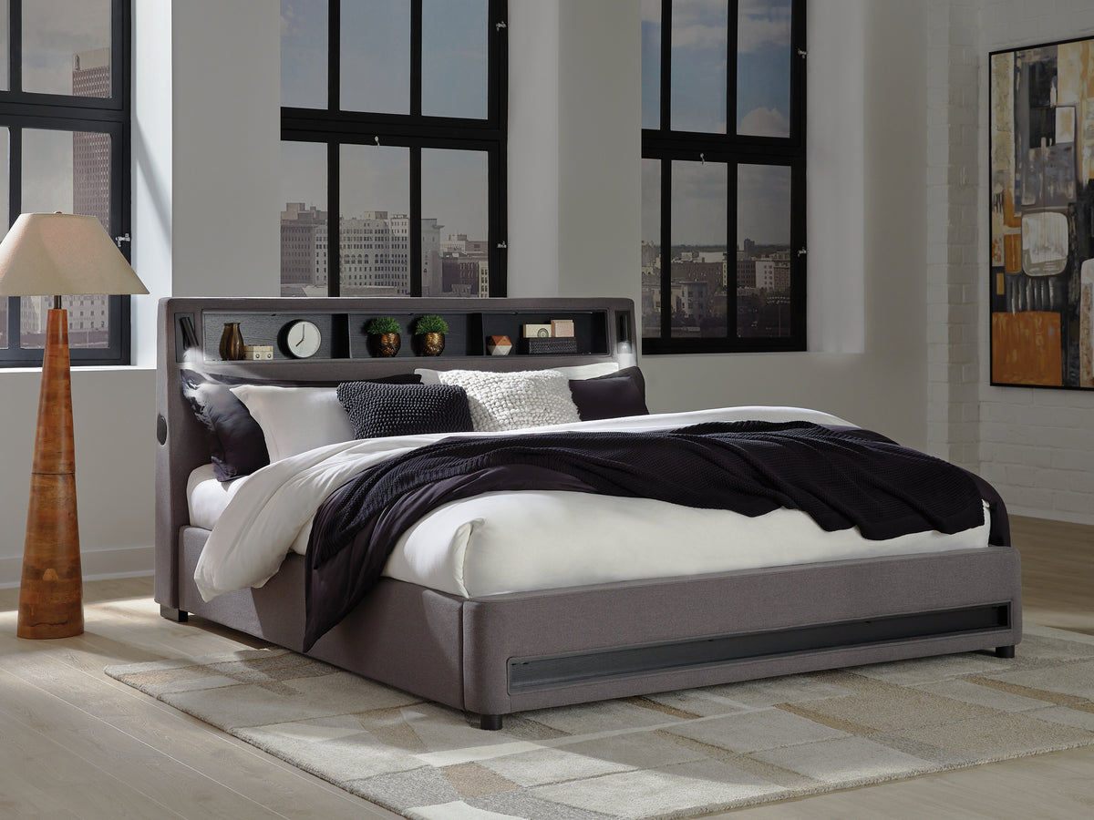 3 Brothers Decor - Ashley Furniture - Verishaw Bedroom - King Upholstered Bed / Gray - PCB2721B21