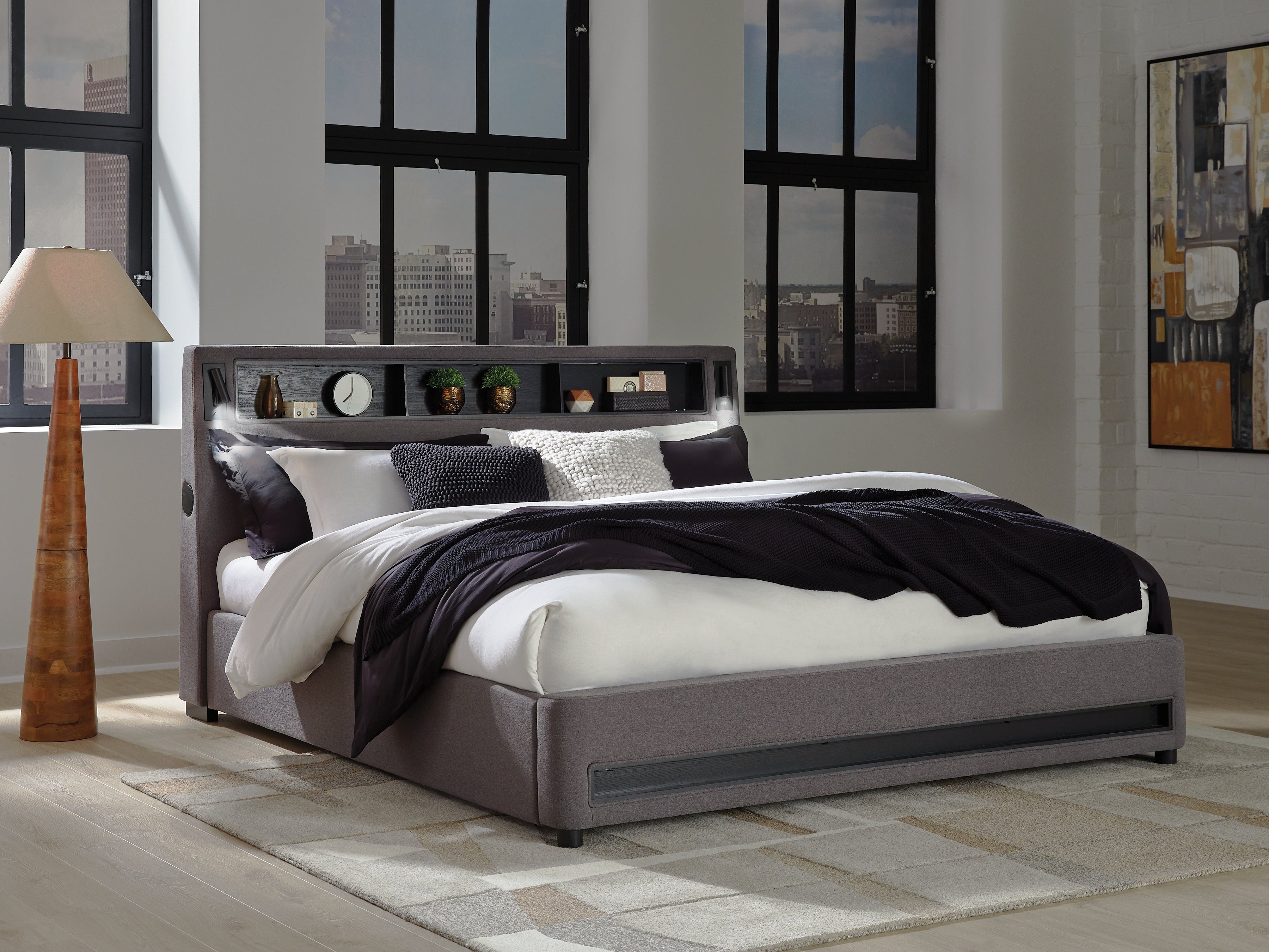 3 Brothers Decor - Ashley Furniture - Verishaw Bedroom - California King Upholstered Bed / Gray - PCB2721B22