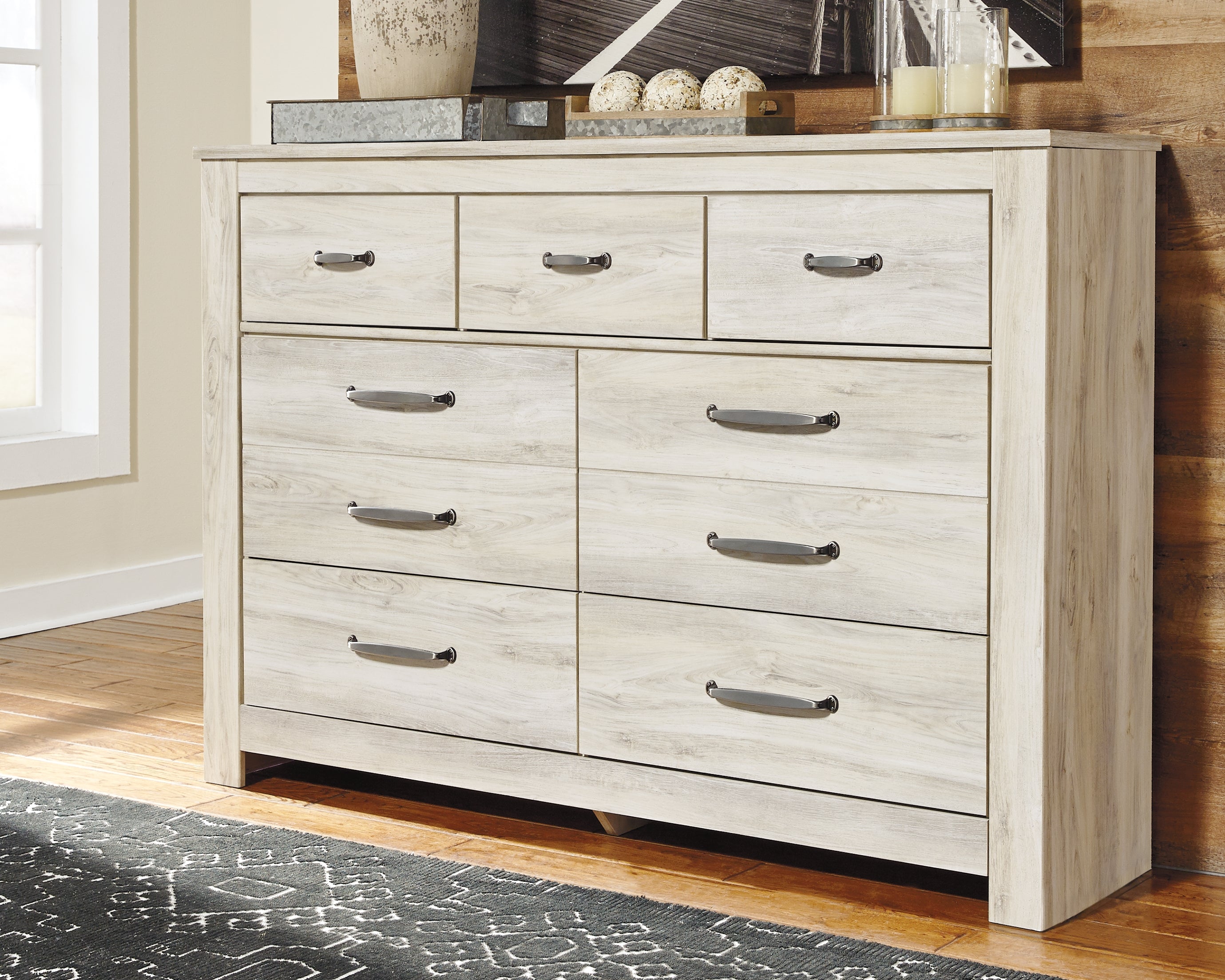 3 Brothers Decor - Ashley Furniture - Bellaby Bedroom - Seven Drawer Dresser / Whitewash - B331-31