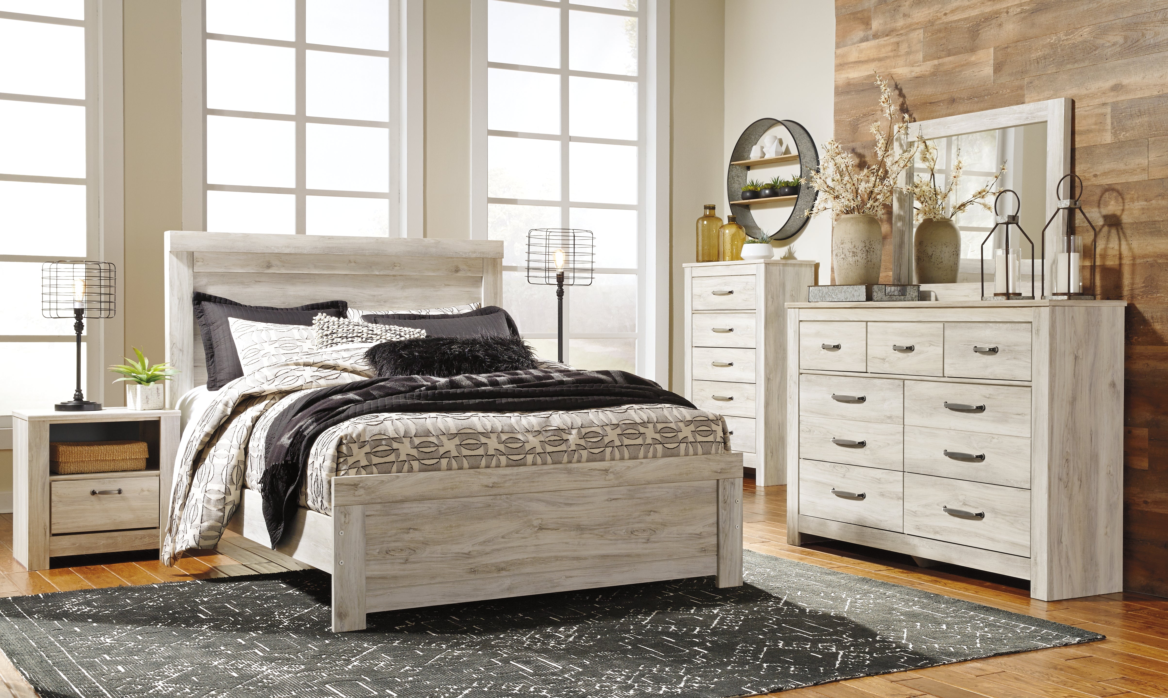 3 Brothers Decor - Ashley Furniture - Bellaby Bedroom - Queen Panel Bed / Whitewash - B331B2