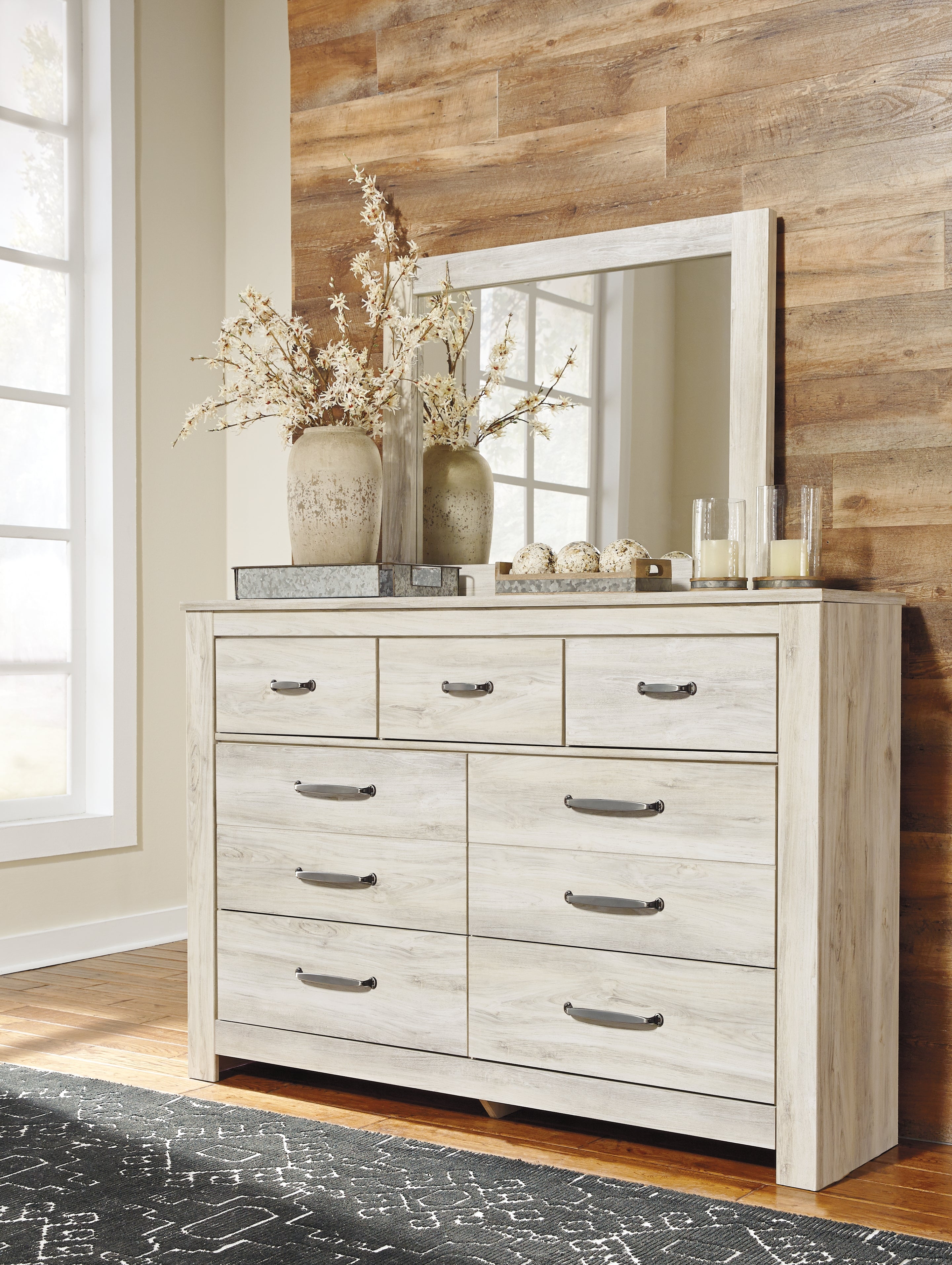 3 Brothers Decor - Ashley Furniture - Bellaby Bedroom - Dresser and Mirror / Whitewash - B331B1