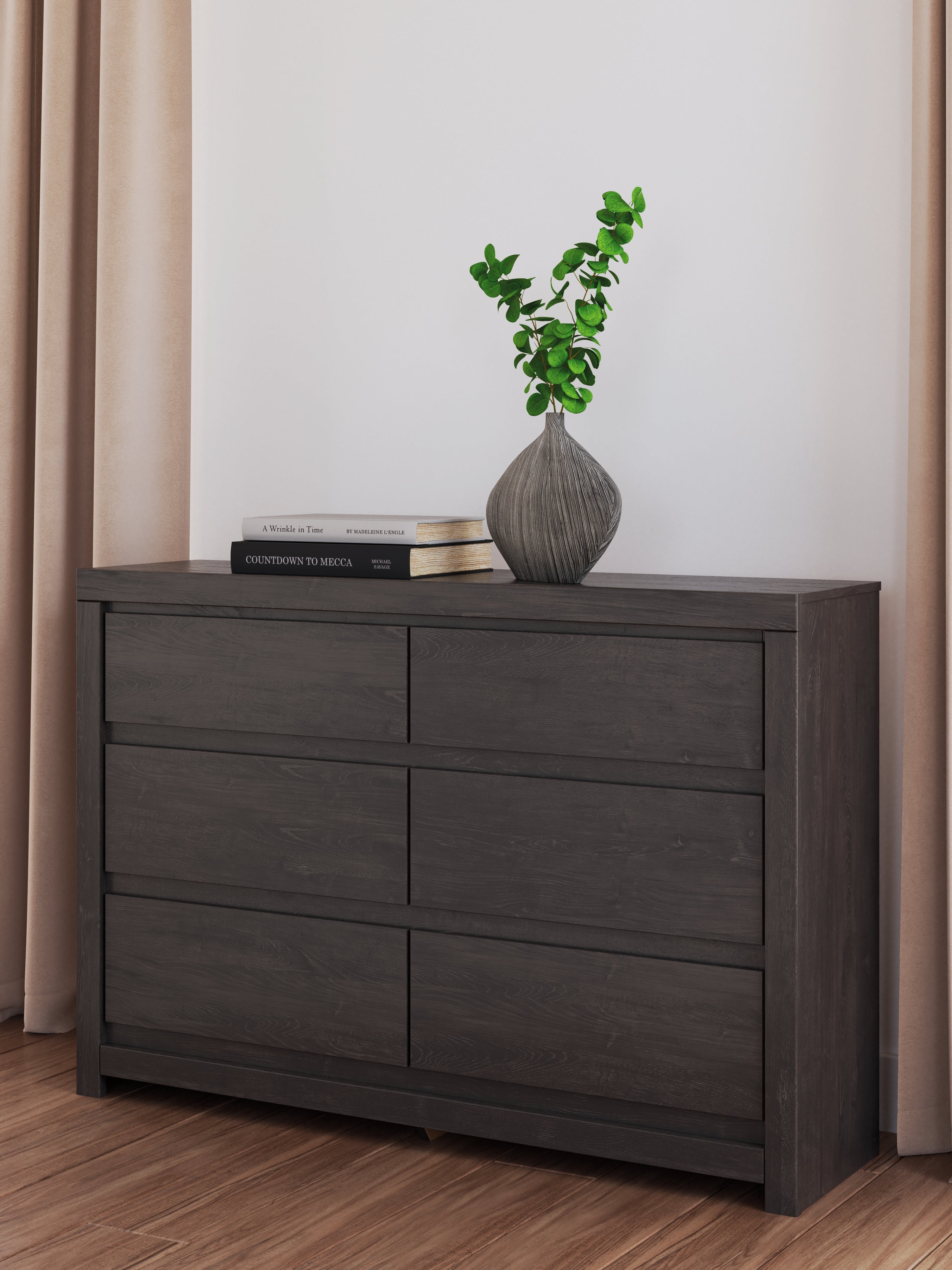 3 Brothers Decor - Ashley Furniture - Fraluna Bedroom - Six Drawer Dresser / Charcoal - PCB3370-31
