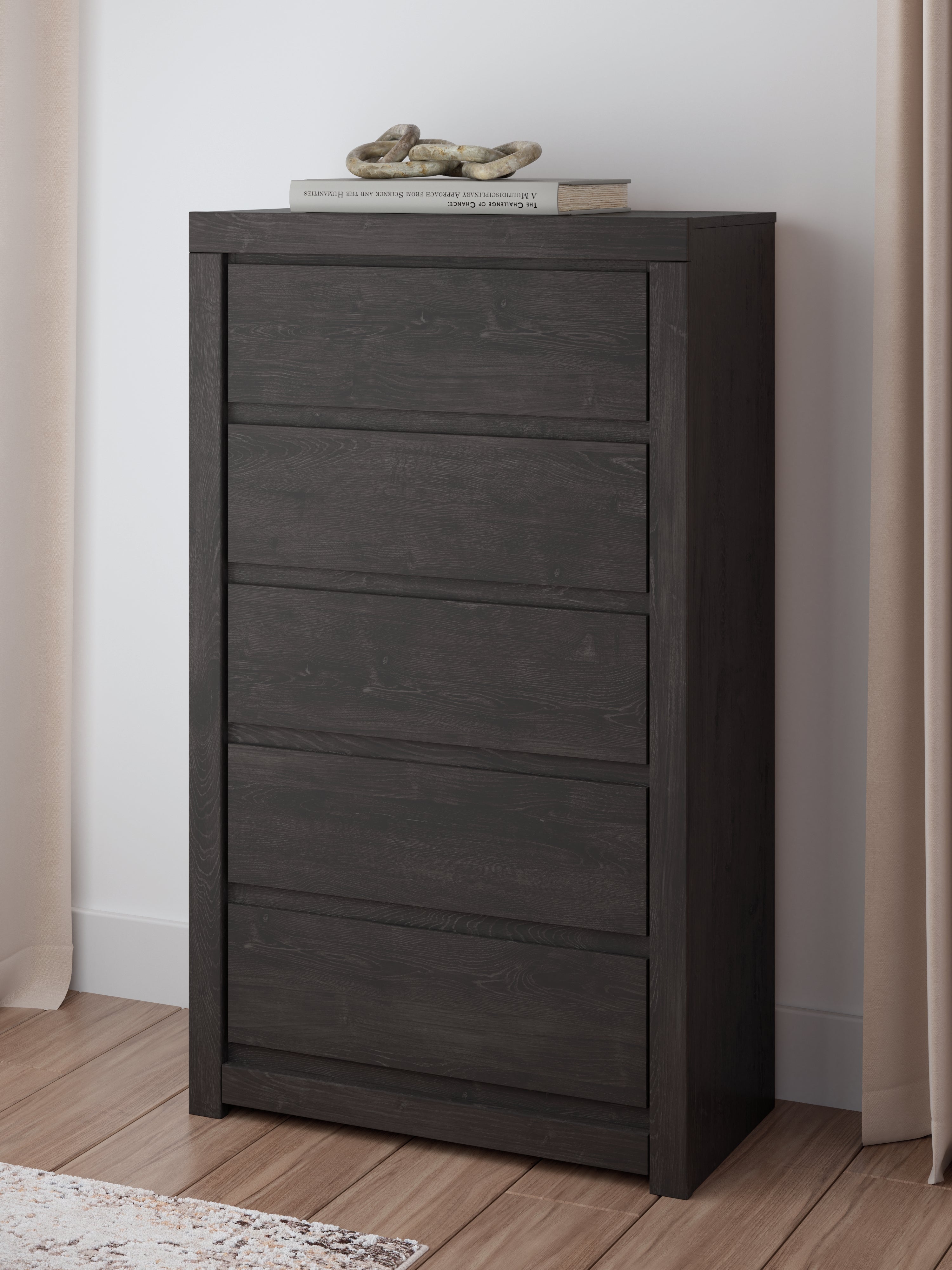 3 Brothers Decor - Ashley Furniture - Fraluna Bedroom - Five Drawer Chest / Charcoal - PCB3370-46