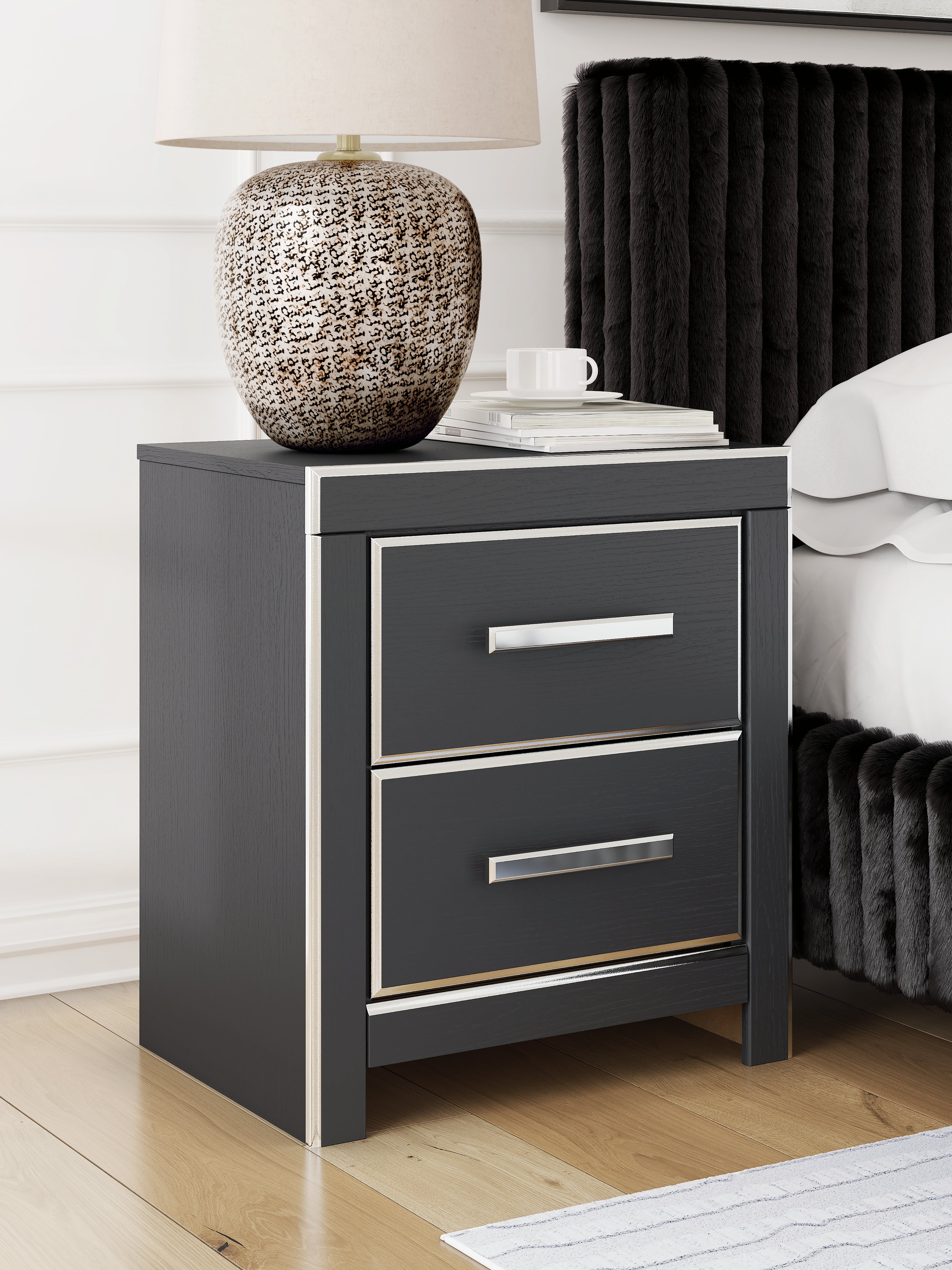 3 Brothers Decor - Ashley Furniture - Zuraleus Bedroom - Two Drawer Night Stand / Black - PCB3380-92