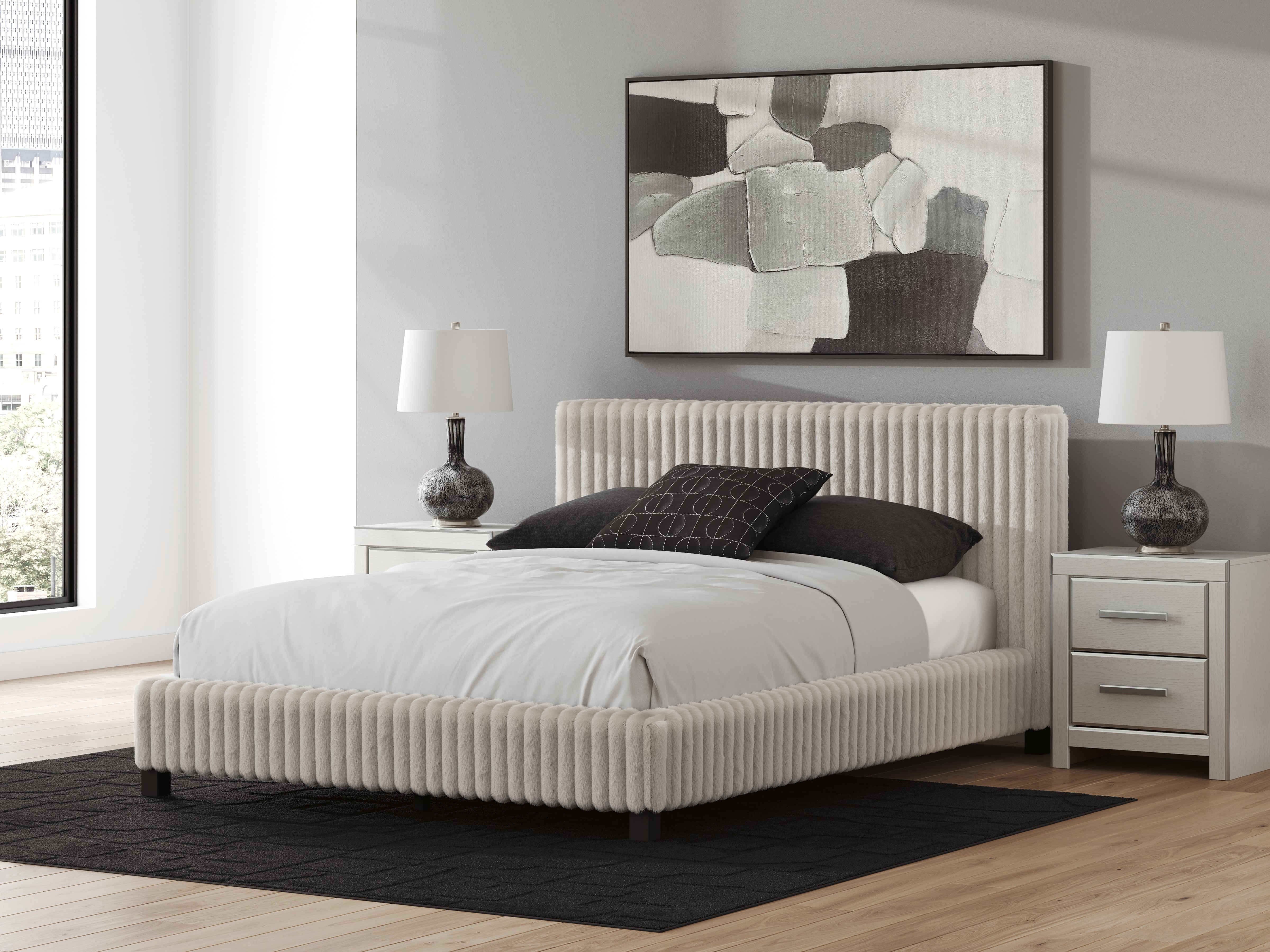 3 Brothers Decor - Ashley Furniture - Zuraleus Bedroom - Queen Upholstered Bed / White - PCB3381B11