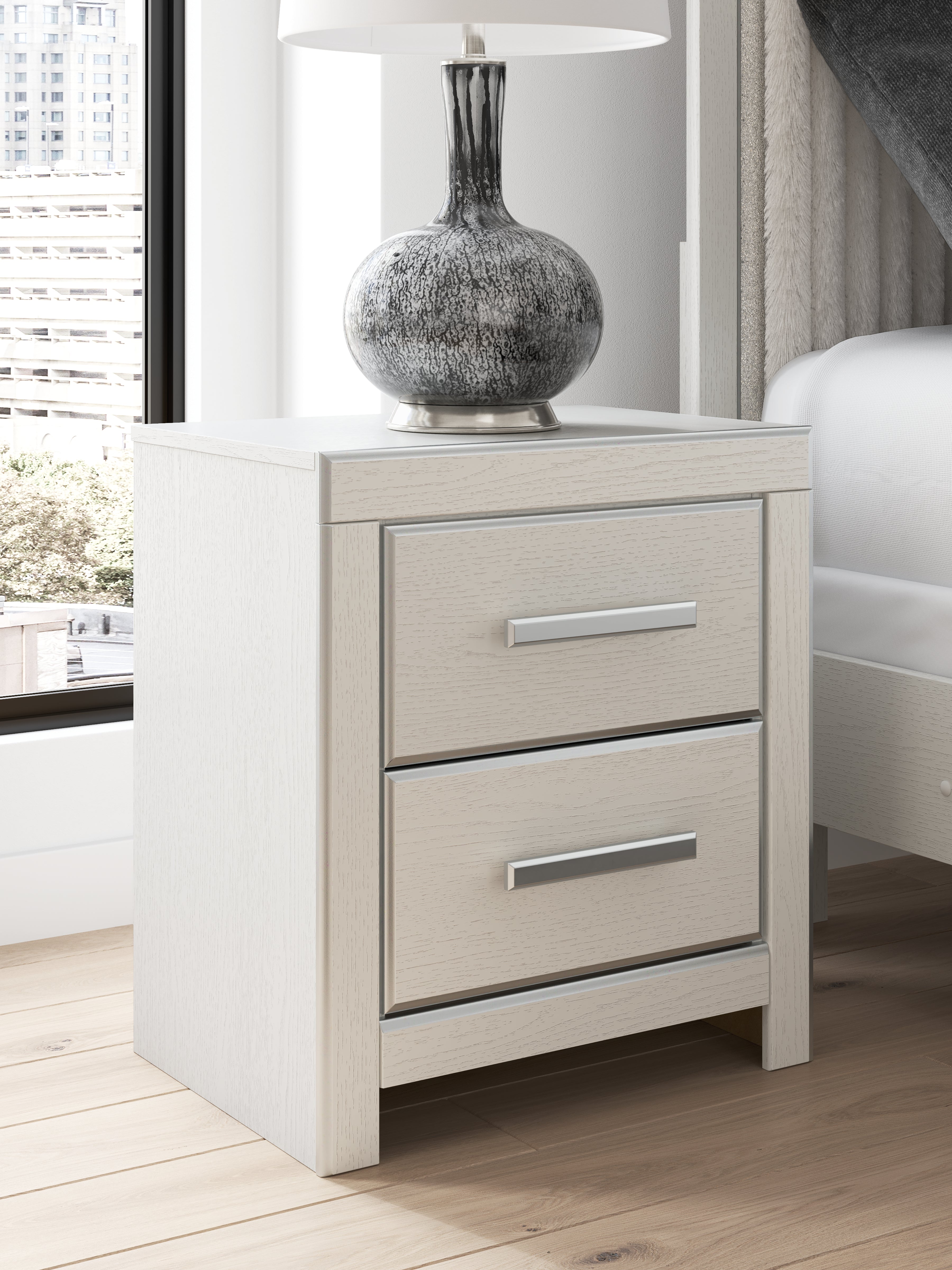 3 Brothers Decor - Ashley Furniture - Zuraleus Bedroom - Two Drawer Night Stand / White - PCB3381-92
