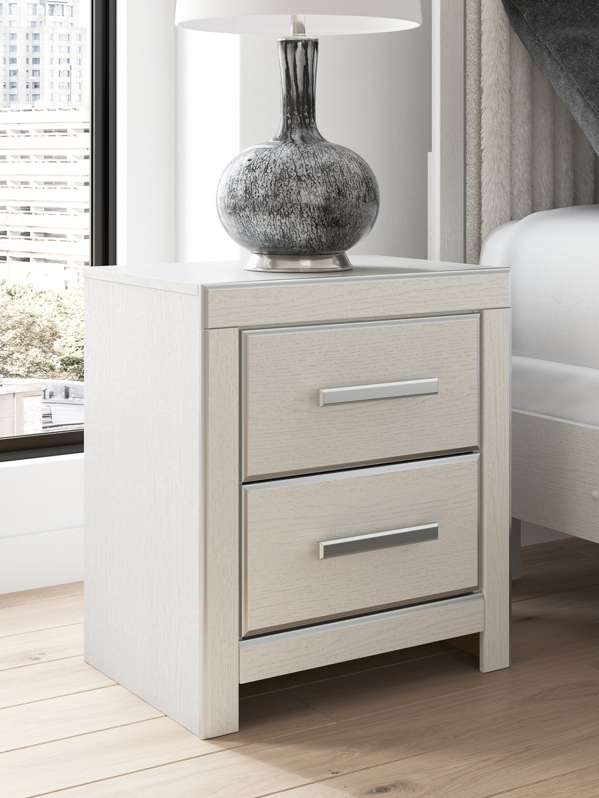 3 Brothers Decor - Ashley Furniture - Zuraleus Bedroom - Two Drawer Night Stand / White - PCB3381-92