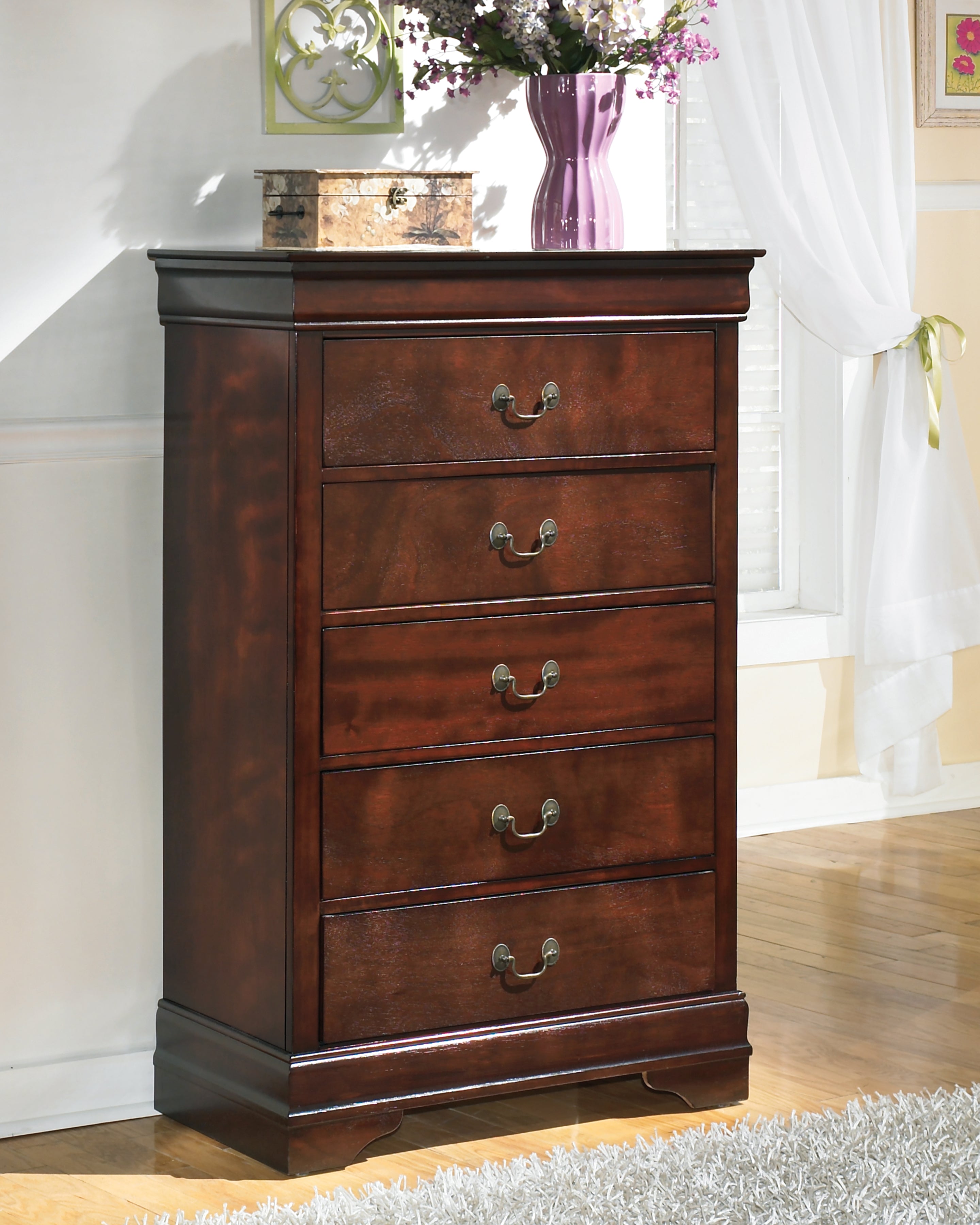 3 Brothers Decor - Ashley Furniture - Alisdair Bedroom - Chest / Reddish Brown - B376-46