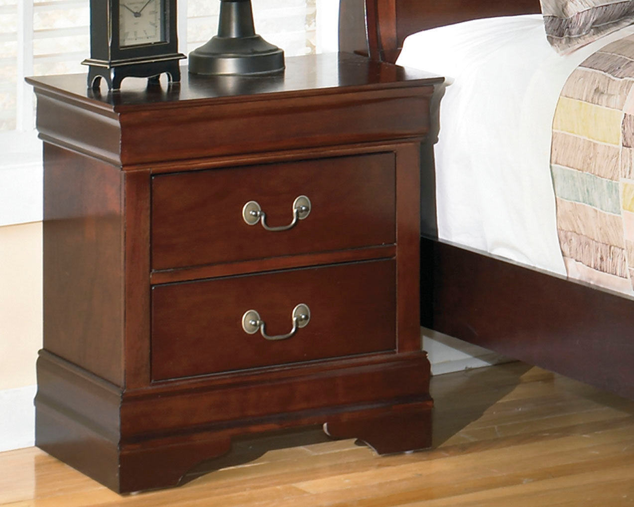 3 Brothers Decor - Ashley Furniture - Alisdair Bedroom - Two Drawer Night Stand / Reddish Brown - B376-92