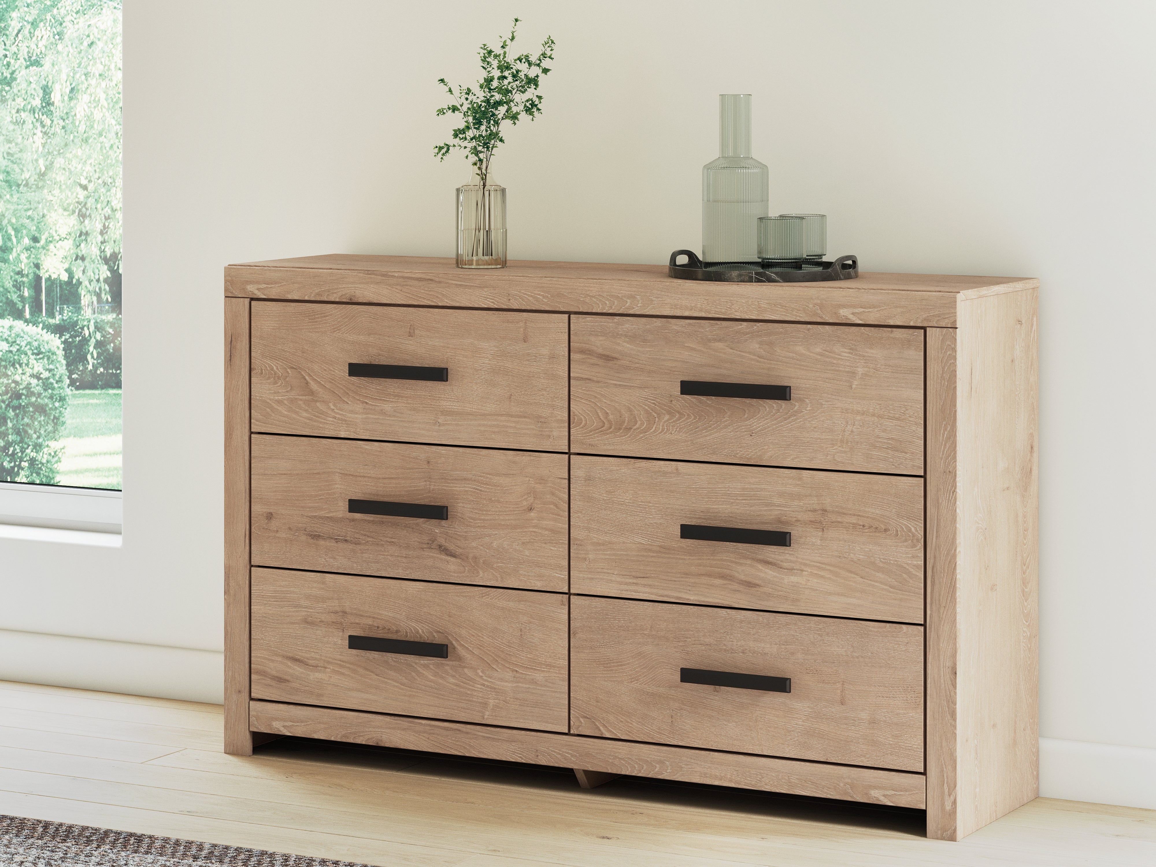 3 Brothers Decor - Ashley Furniture - Sanginlane Bedroom - Six Drawer Dresser / Tan - B3787-31