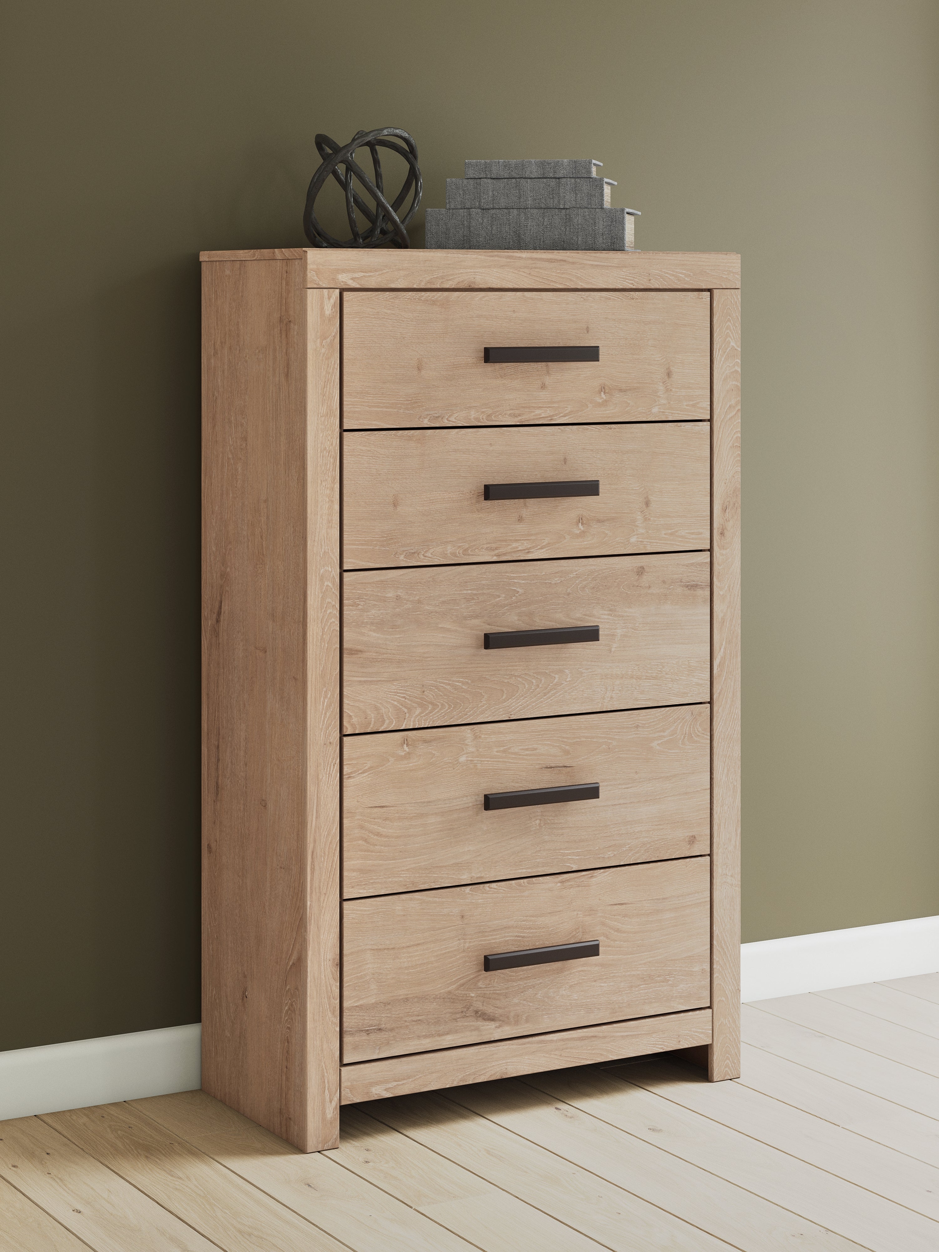 3 Brothers Decor - Ashley Furniture - Sanginlane Bedroom - Five Drawer Chest / Tan - B3787-46