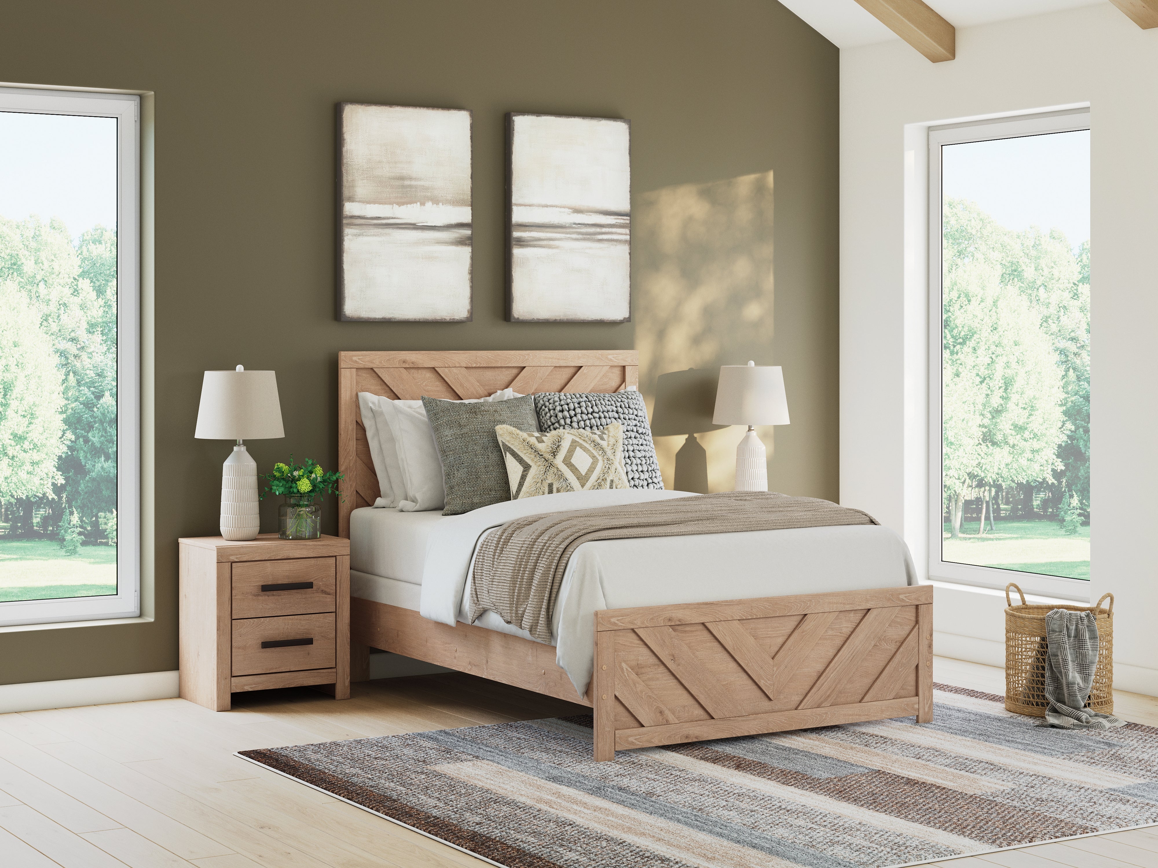3 Brothers Decor - Ashley Furniture - Sanginlane Bedroom - Full Panel Bed / Tan - B3787B3
