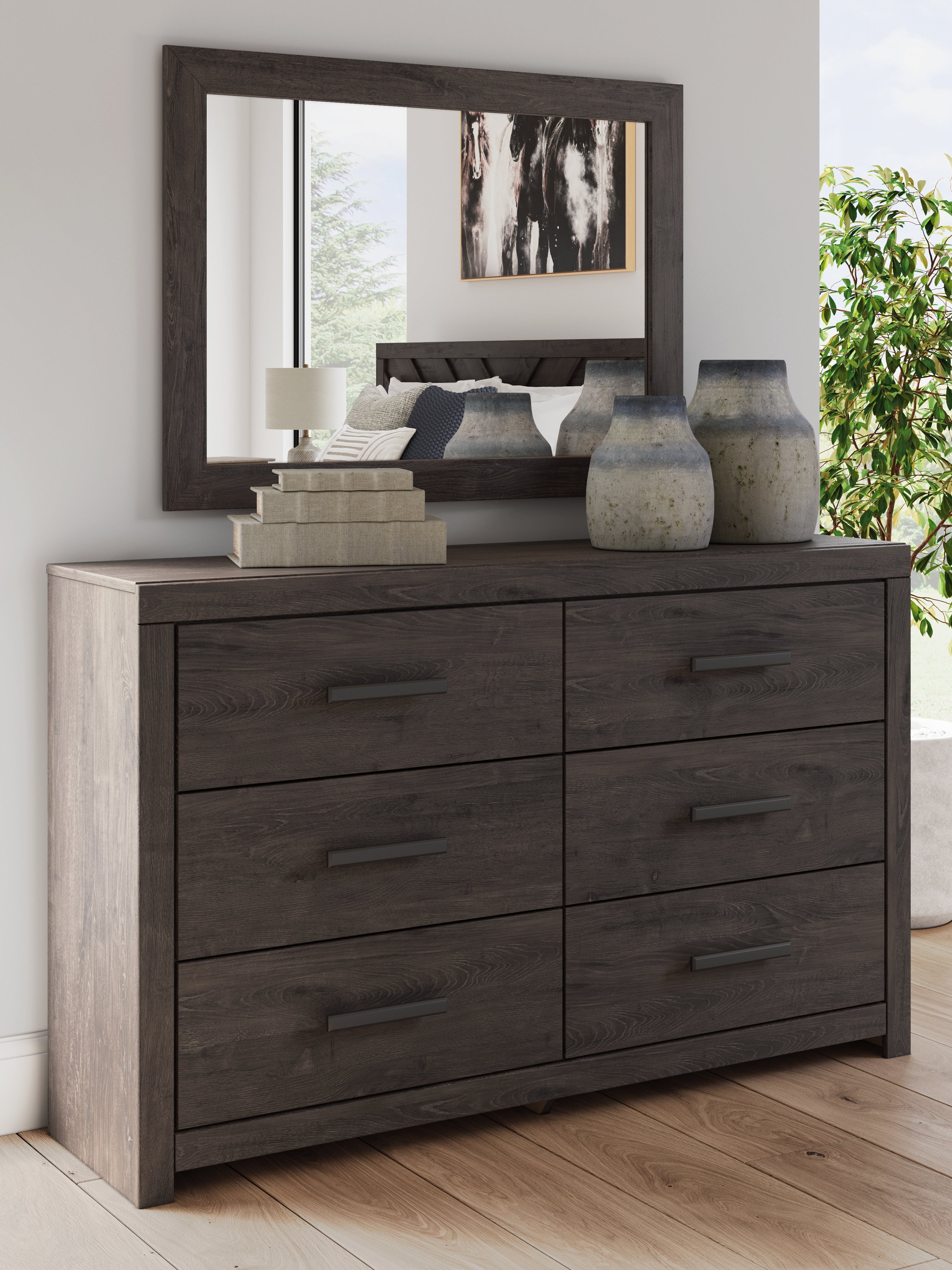 3 Brothers Decor - Ashley Furniture - Prendonea Bedroom - Dresser and Mirror / Charcoal - B3789B1