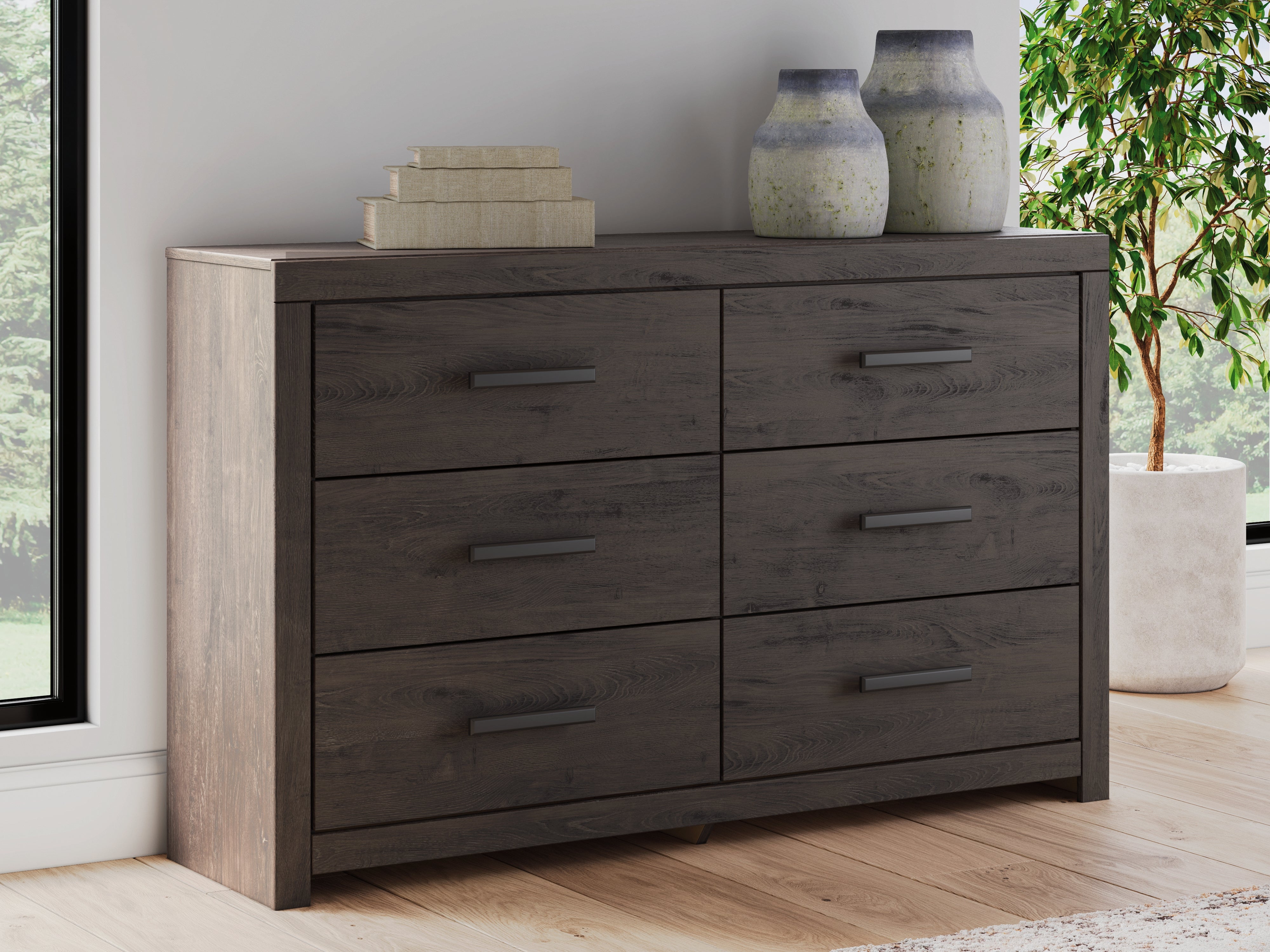 3 Brothers Decor - Ashley Furniture - Prendonea Bedroom - Six Drawer Dresser / Charcoal - B3789-31