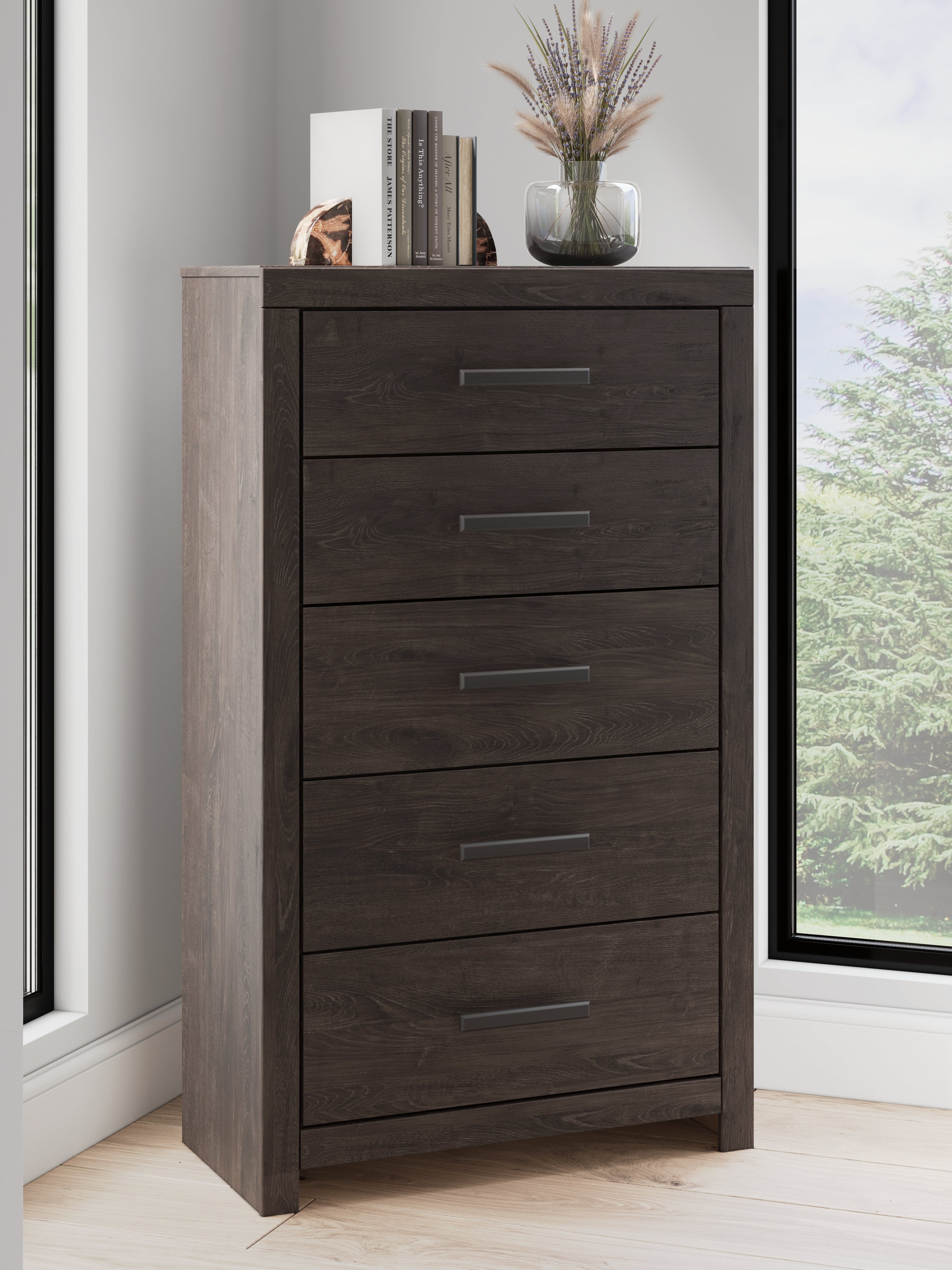 3 Brothers Decor - Ashley Furniture - Prendonea Bedroom - Five Drawer Chest / Charcoal - B3789-46